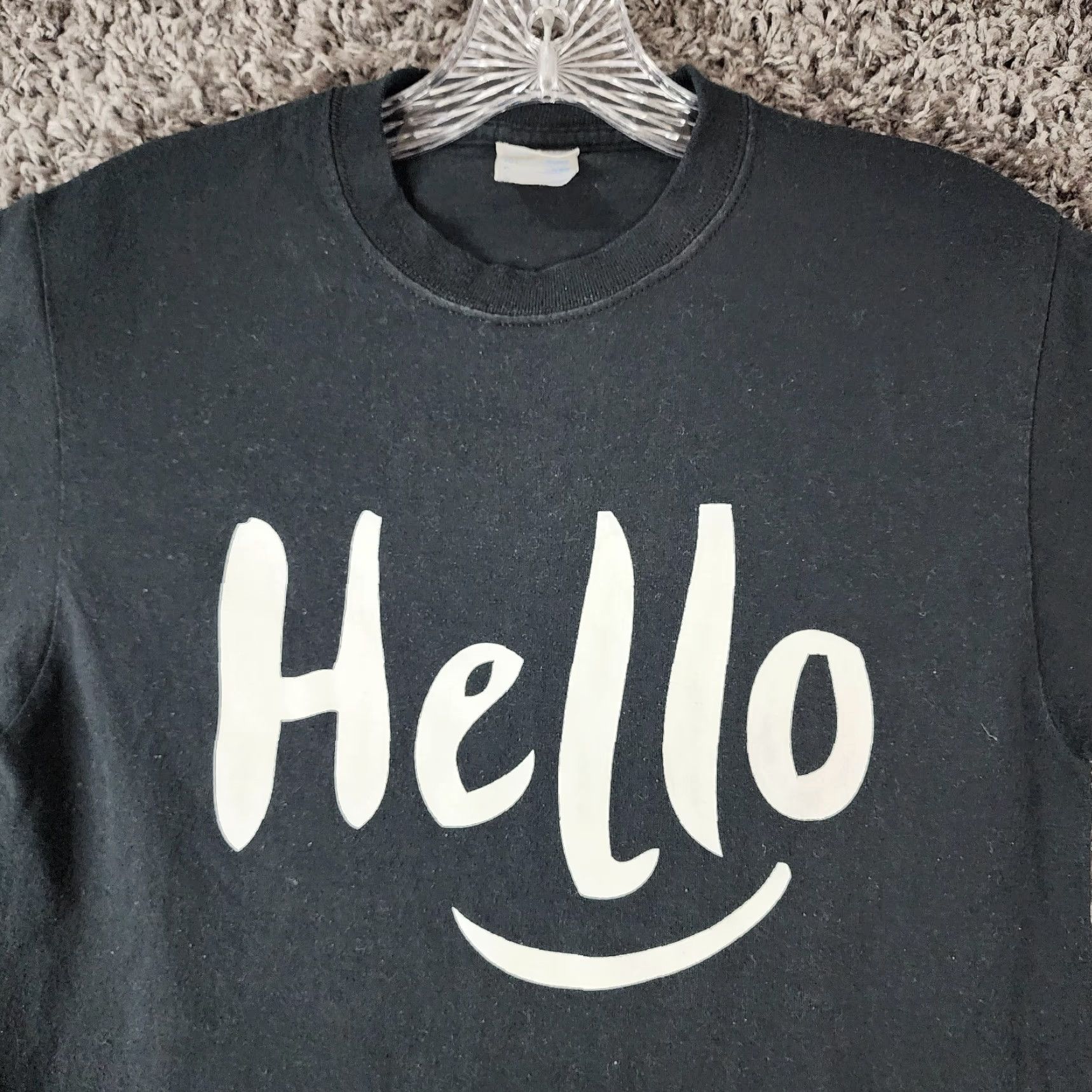 Port & Company Port & Company T-Shirt Adult Small Black Hello Short Sleeve Womens Size 28" / US 6 / IT 42 - 3 Thumbnail