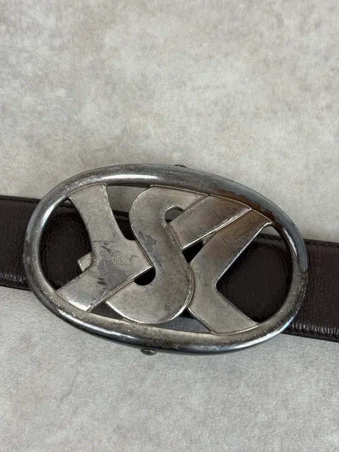 Yves Saint Laurent AW2003 Yves Saint Laurent Brown Leather Silver Buckle Belt Size ONE SIZE - 5 Thumbnail