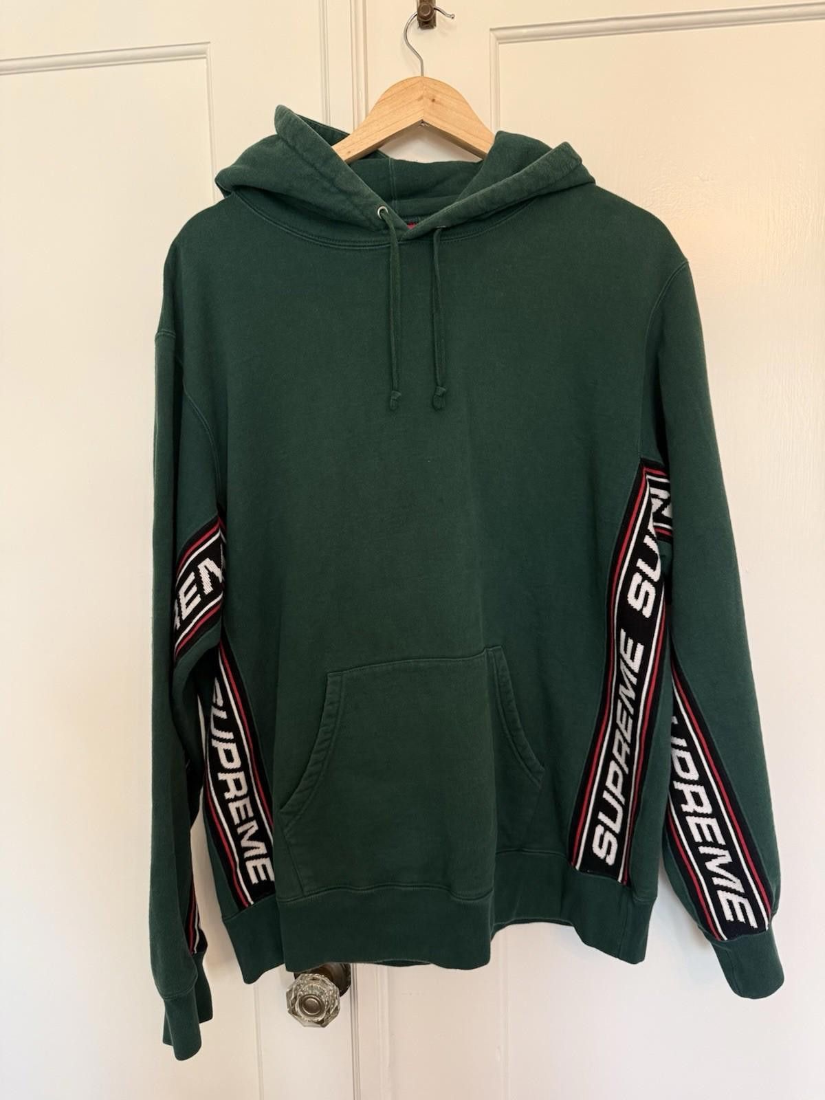 Supreme Text Rib Hooded Dark Green Hoodie Size Large
