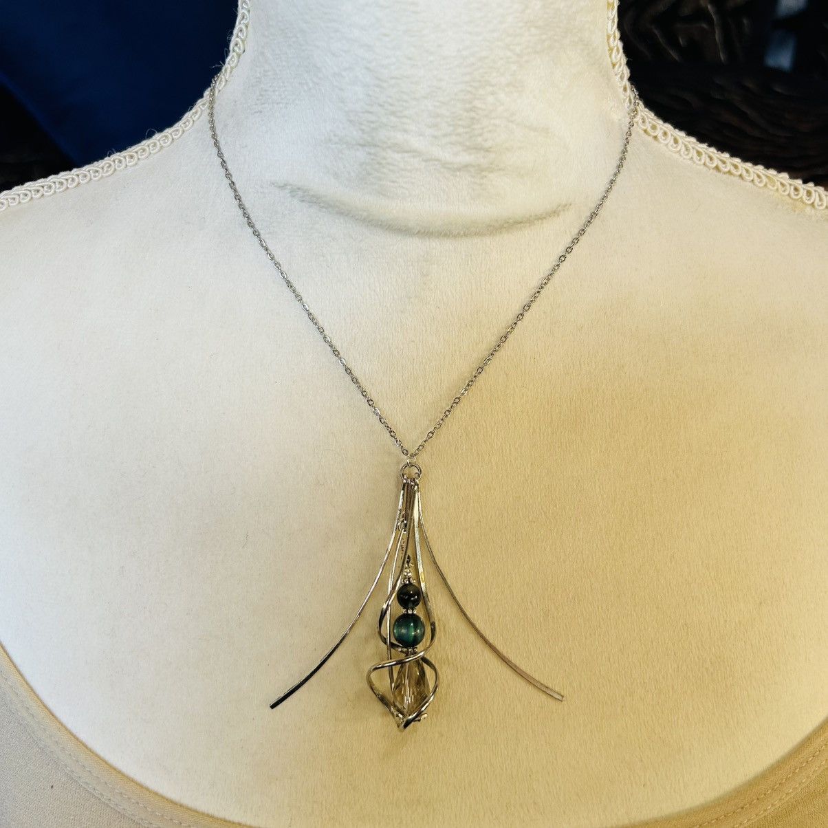 Handmade Handcrafted faceted rutilated quartz caged fringe necklace Size ONE SIZE - 2 Thumbnail