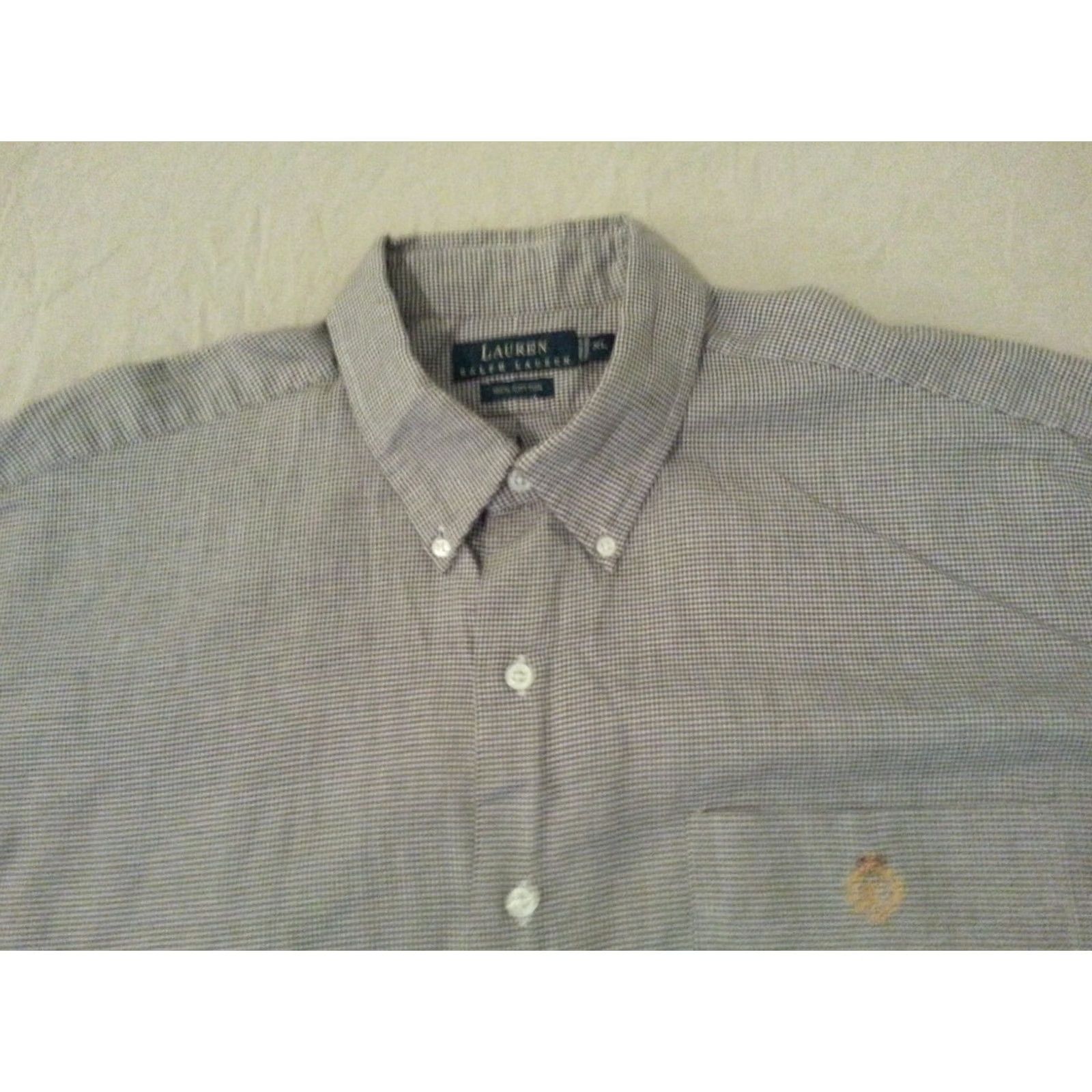 Polo Ralph Lauren Polo Ralph Lauren Mens Dress Shirt Plaid Grey Gray Cotton Button XL 2XL Size 48R - 3 Thumbnail