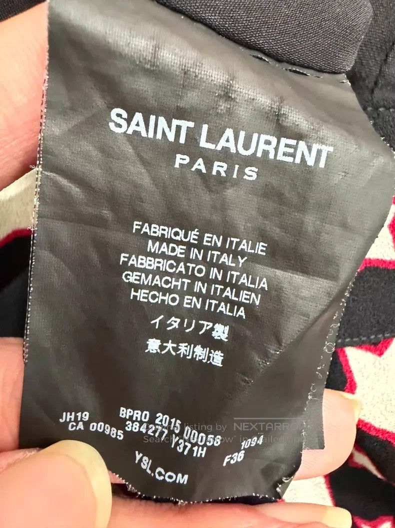 Saint Laurent Paris Saint Laurent Paris Mulberry Silk Star Printed Midi Skirt Size 35" - 4 Thumbnail
