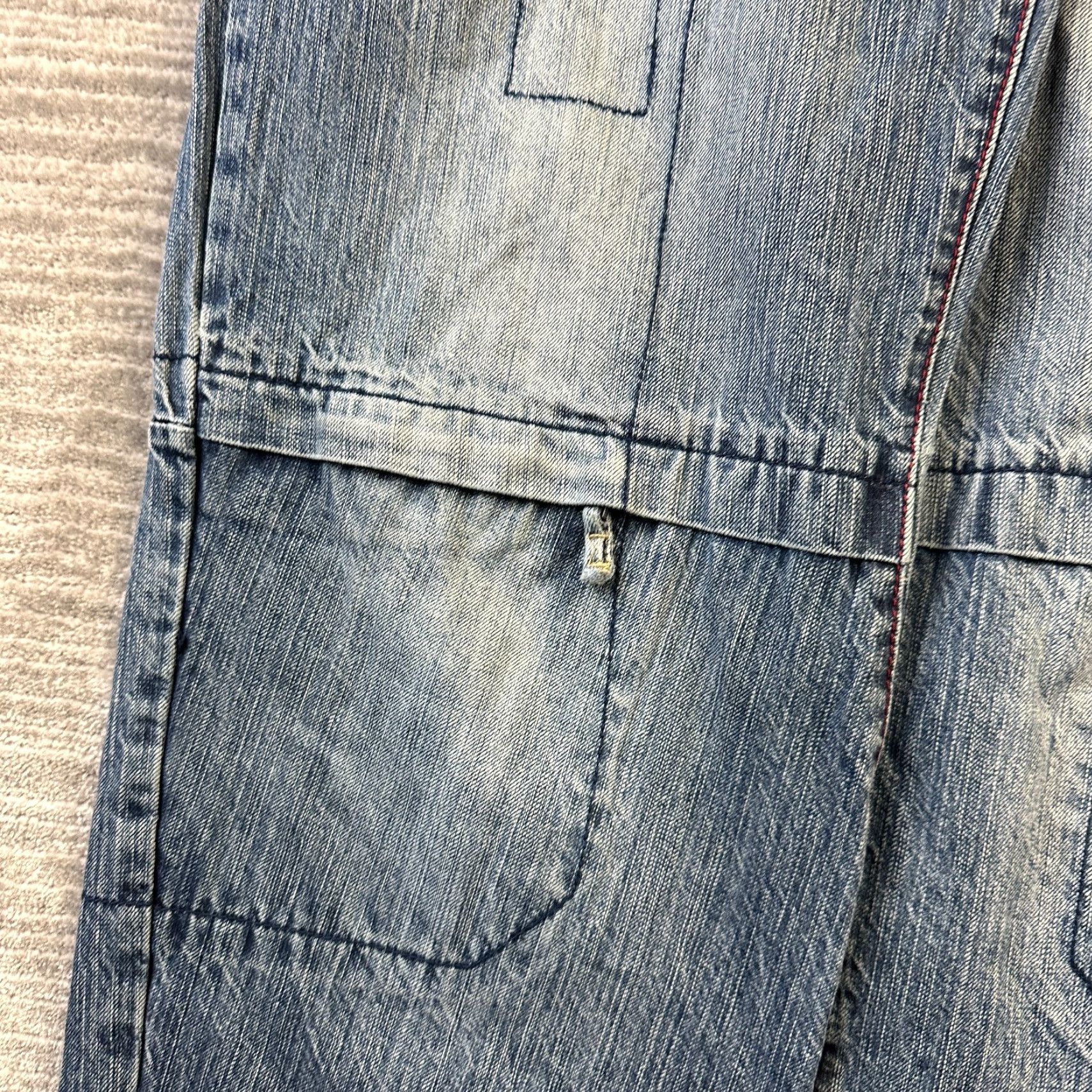 Denime VINTAGE 96 North Jeans Mens 32x31 Denim Baggy Patchwork 5-Pocket Logo Embroidered Blue Cotton Hip Hop Modern Relaxed Straight Leg Wide-Leg Jeans Mens Size US 32 / EU 48 - 5 Thumbnail