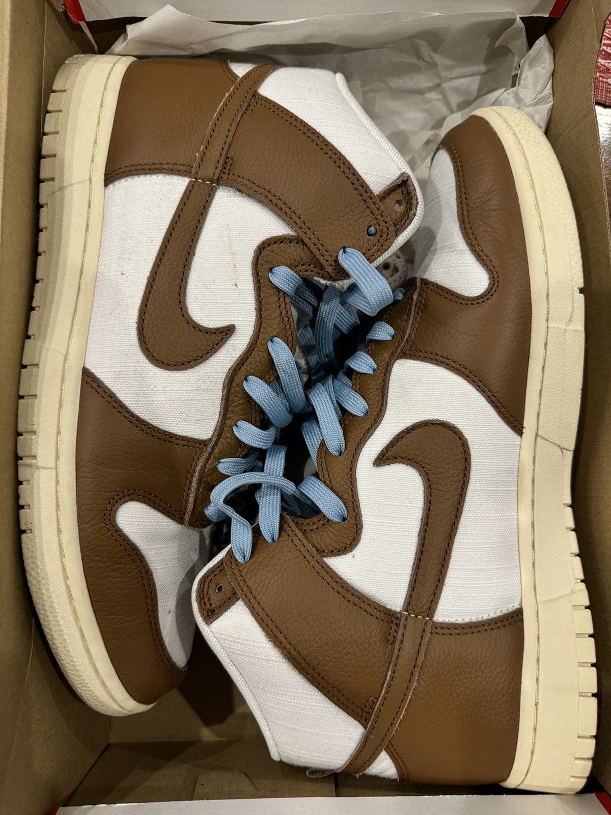 Nike Nike Dunk Hi Retro Premium Pecan/Sail/Worn Blue Size US 12 / EU 45 - 3 Thumbnail