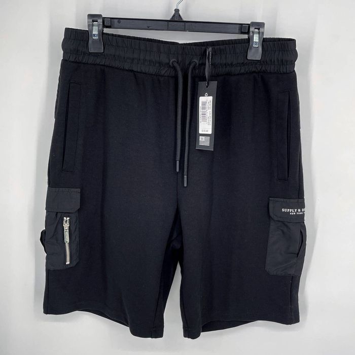 Supply X Demand Supply & Demand Black Compact Cargo Shorts Drawstring ...