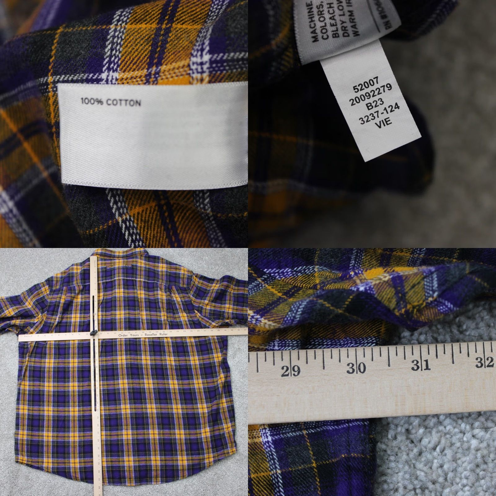 Vintage Duluth Shirt Mens 2XL XXL Purple/Yellow Plaid NWT Button-Up L/S Flannel, Cotton, Blue, Casual, Workwear, All Seasons, 100% Size US XXL / EU 58 / 5 - 8 Thumbnail