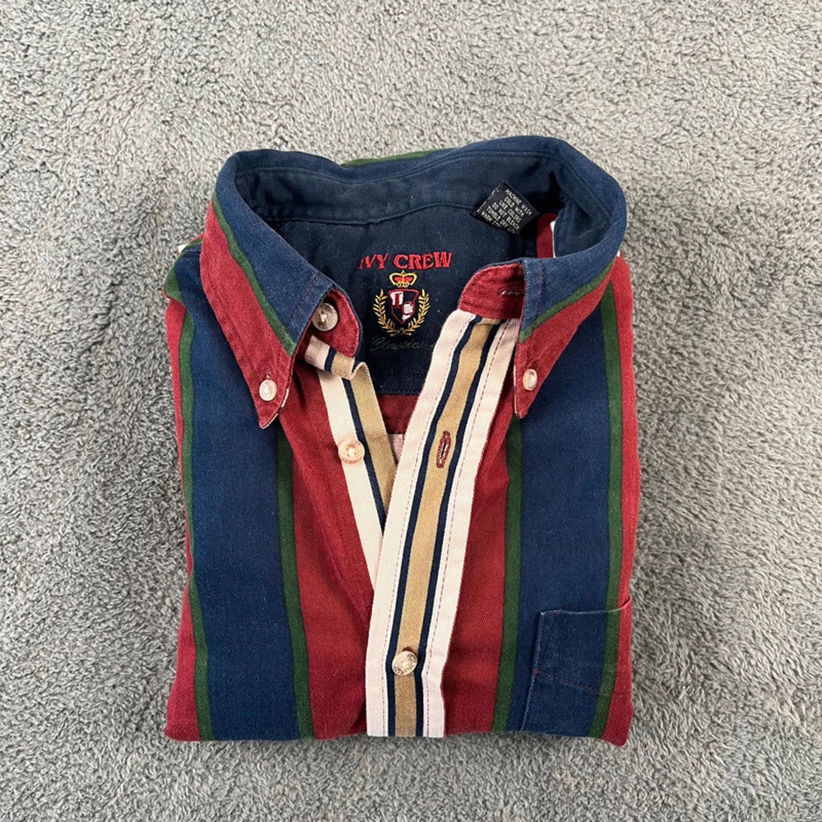 Tommy Hilfiger Vintage Tommy Hilfiger Ivy Crew Shirt L Red Blue Green White Size US L / EU 52-54 / 3 - 8 Thumbnail