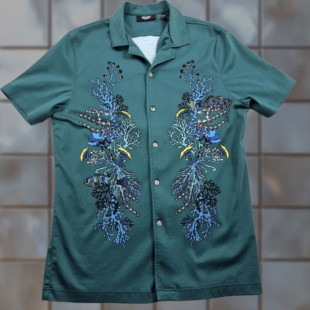 Murano Murano Button Up Shirt Mens L Green Tropical Graphic Short Sleeve Casual Size US L / EU 52-54 / 3 - 1 Thumbnail