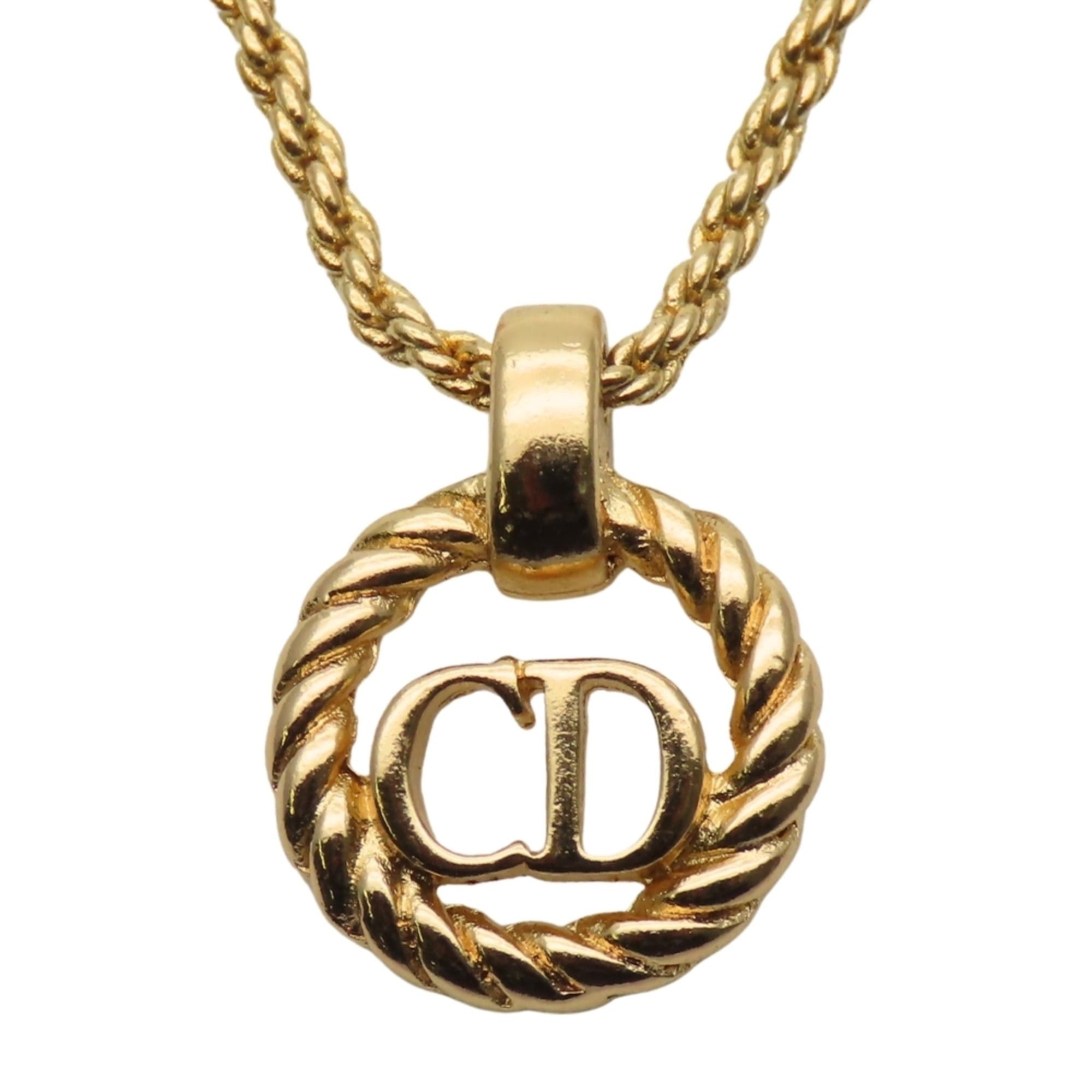 Dior Christian Dior CD Logo Twist Metal Necklace, Gold Plated, GP, Women's Size ONE SIZE - 1 Thumbnail