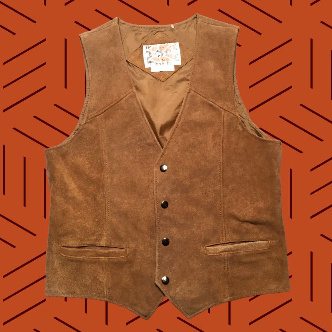 Vintage VINTAGE Sheplers Pardners Vest Mens 42 Brown Suede Leather Western Cowboy Pockets Size US XS / EU 42 / 0 - 1 Thumbnail