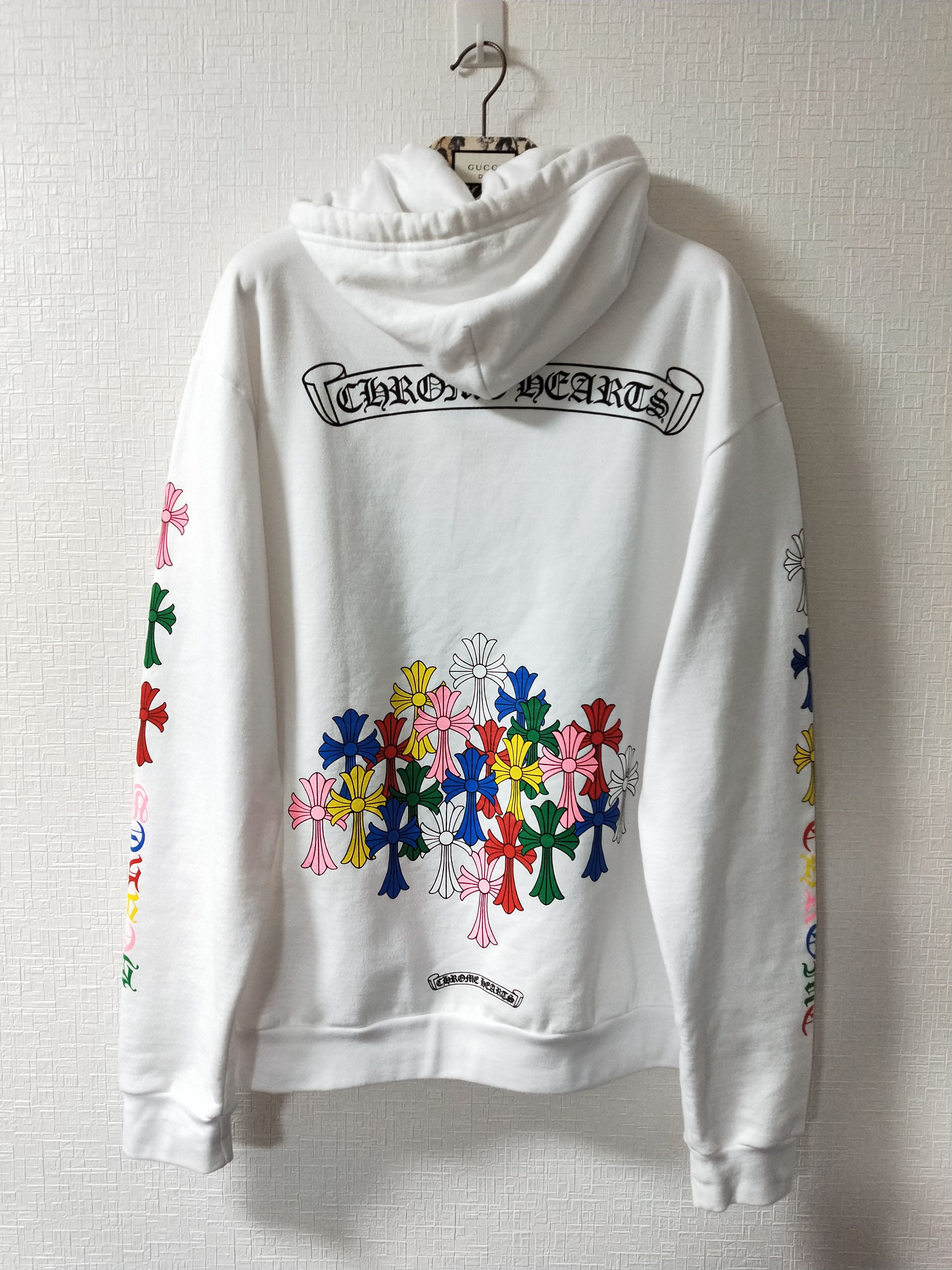 Pre-owned Chrome Hearts Multicolor Cross Hoodie In White