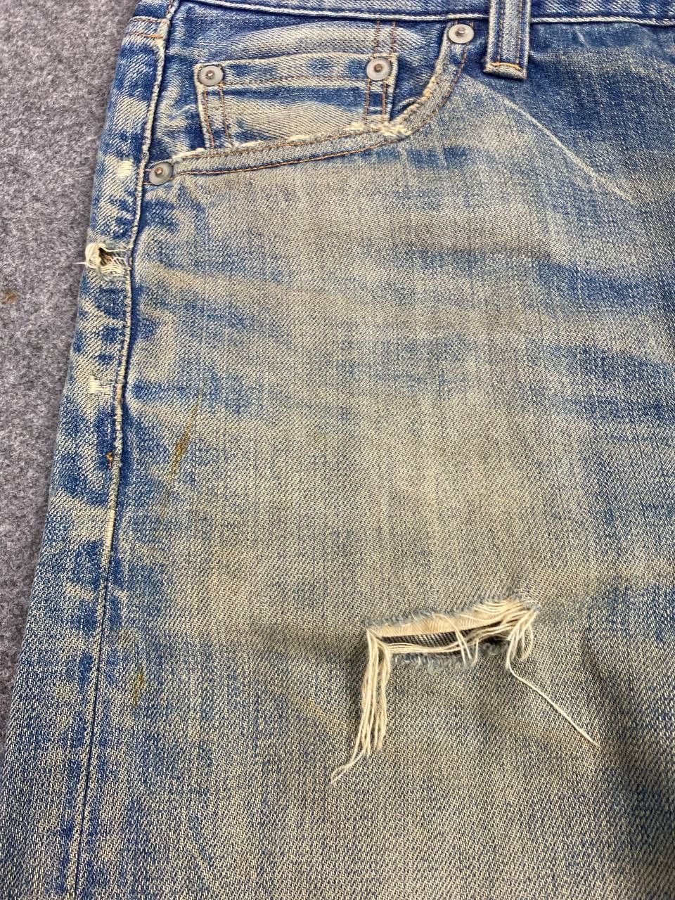 Japanese Brand red card blue work japan distressed denim nice design Size US 34 / EU 50 - 11 Thumbnail