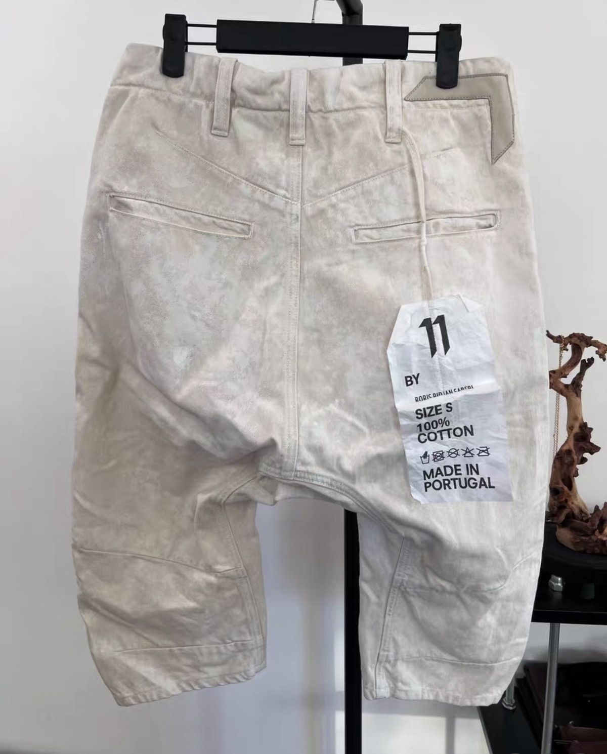 11 By Boris Bidjan Saberi 11ByBBS Heavyweight Spray-Paint Drop-Crotch Denim Shorts Size US 32 / EU 48 - 2 Thumbnail