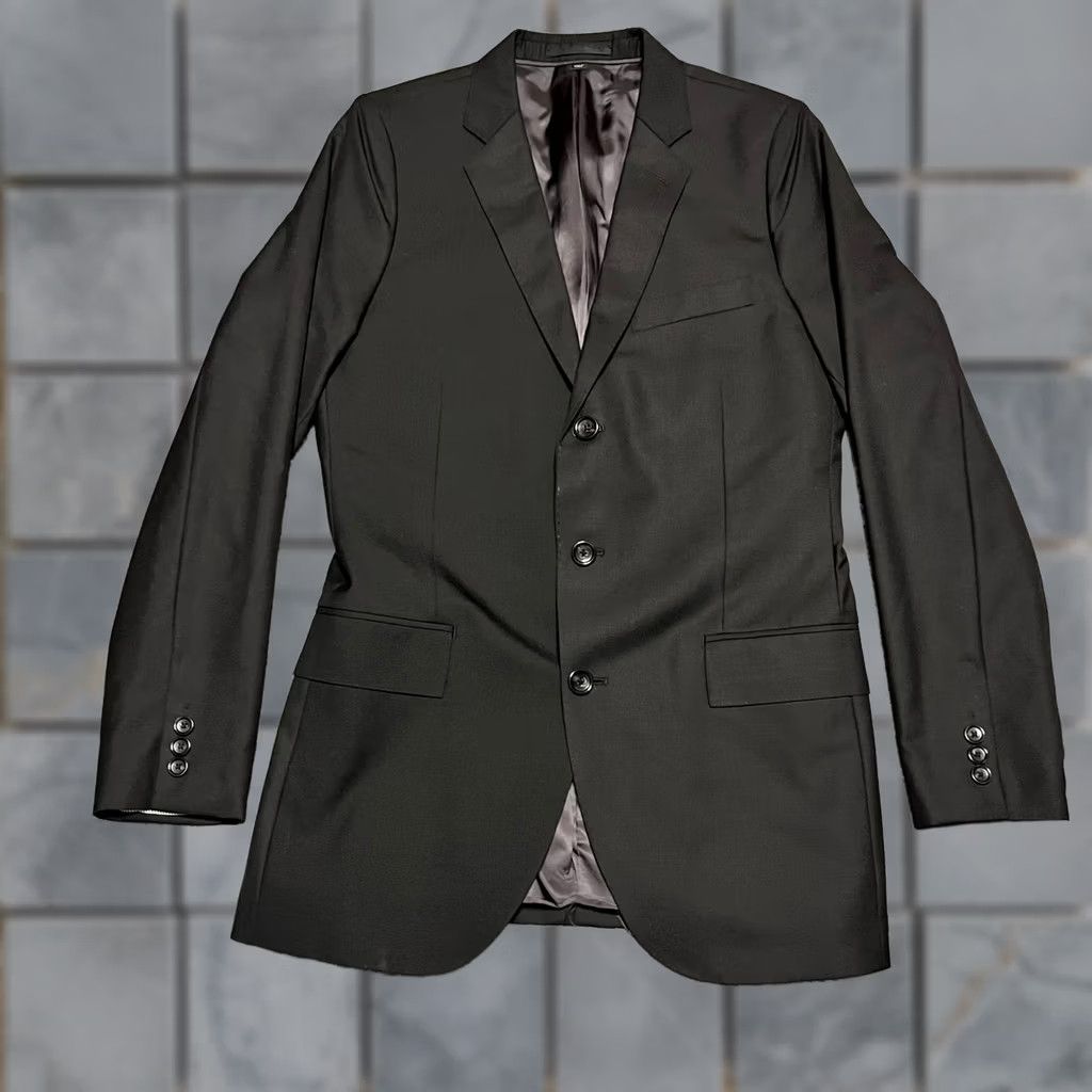 J.Crew J. Crew Blazer Mens 38R Black Wool Slim Coat Slim Suit Jacket Loro Piana altered 3 buttons on sleeves Size 38R - 1 Thumbnail