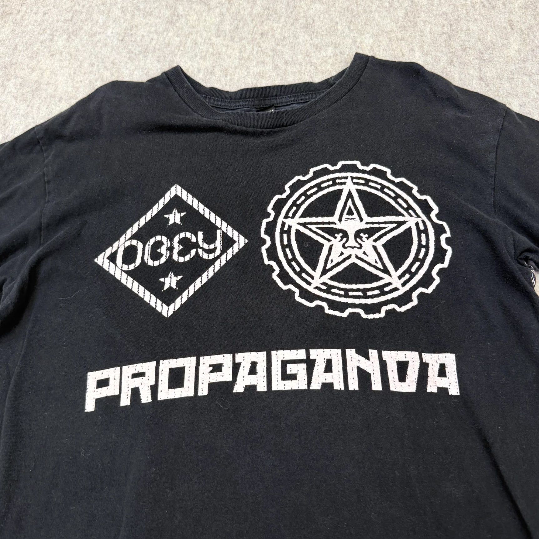 Obey VINTAGE Obey Propaganda Shirt Mens Large Black Cityscape All Over Graphic Made USA Size US L / EU 52-54 / 3 - 2 Thumbnail