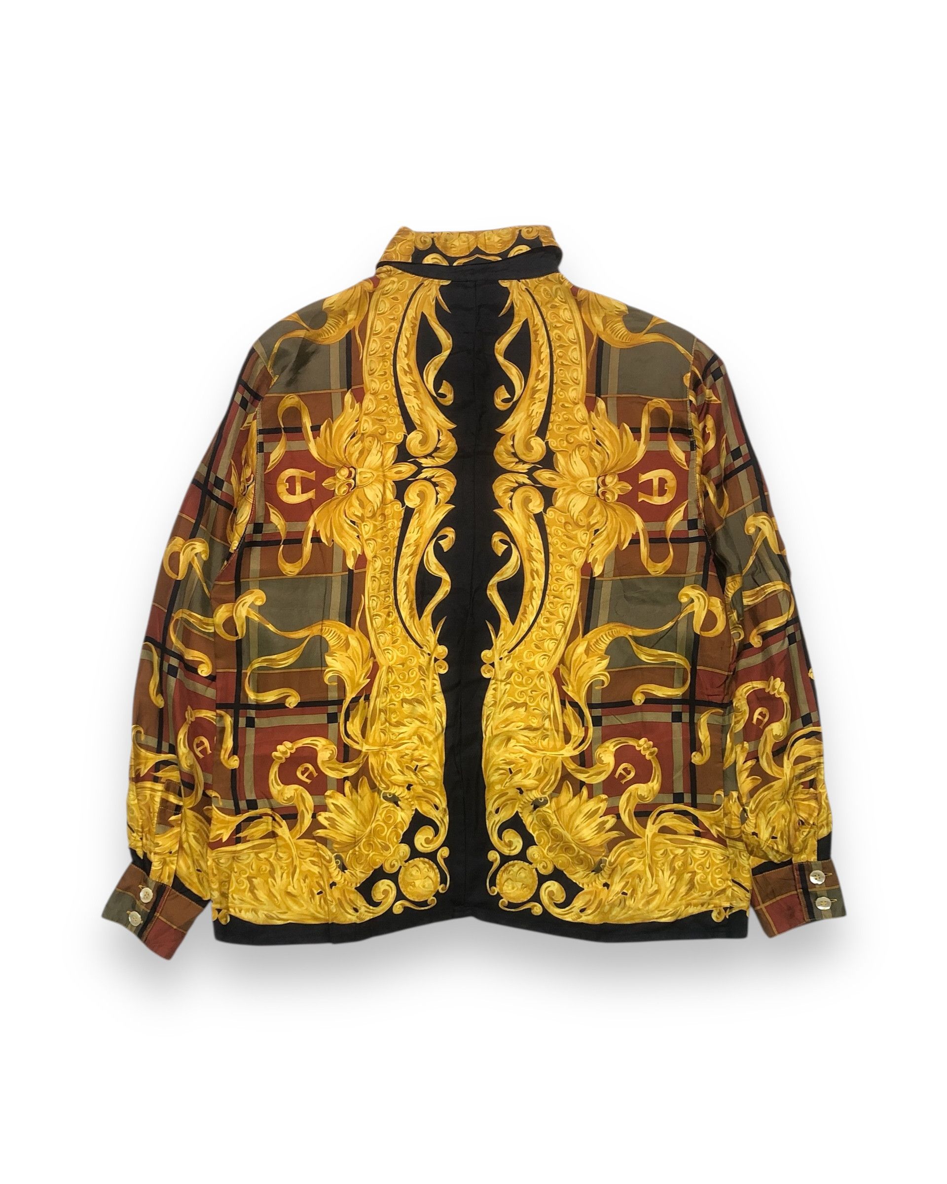Etienne Aigner 80s Etienne Aigner Silk Goldie Baroque Prints. Size S / US 4 / IT 40 - 2 Thumbnail