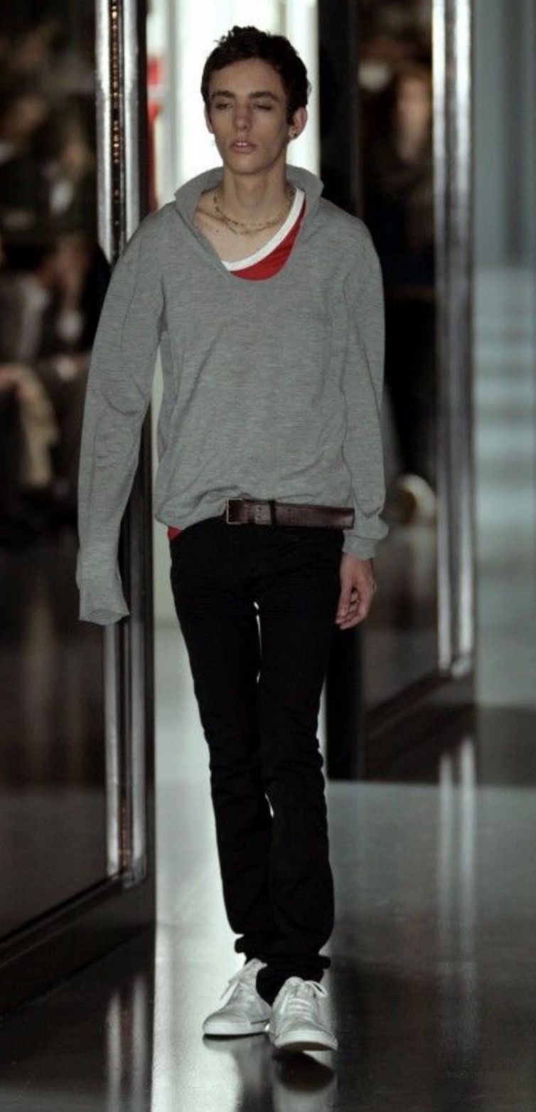 image of Ss05 Untitled/beck Dior Homme Runway Shirt in Grey, Men's (Size Medium)