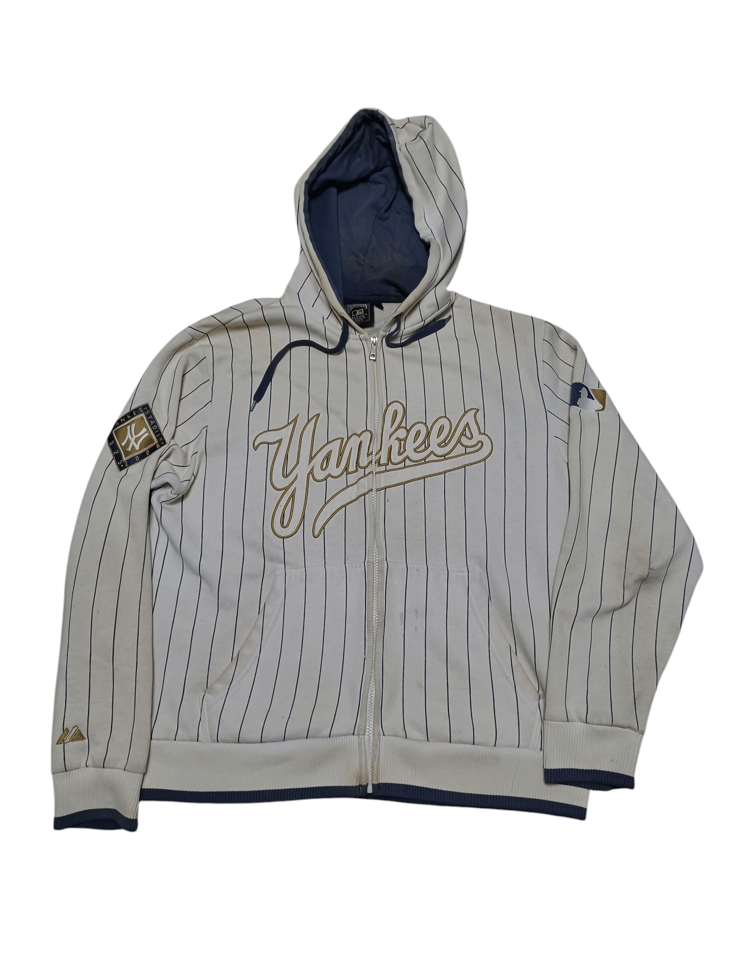 Majestic NEW YORK YANKEES VINTAGE MAJESTIC DISTRESSED ZIP HOODIE Size US L / EU 52-54 / 3 - 1 Thumbnail