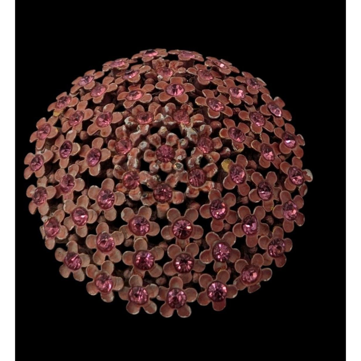 Other Vintage Pink Rhinestone Floral Dome Brooch Size ONE SIZE - 2 Thumbnail