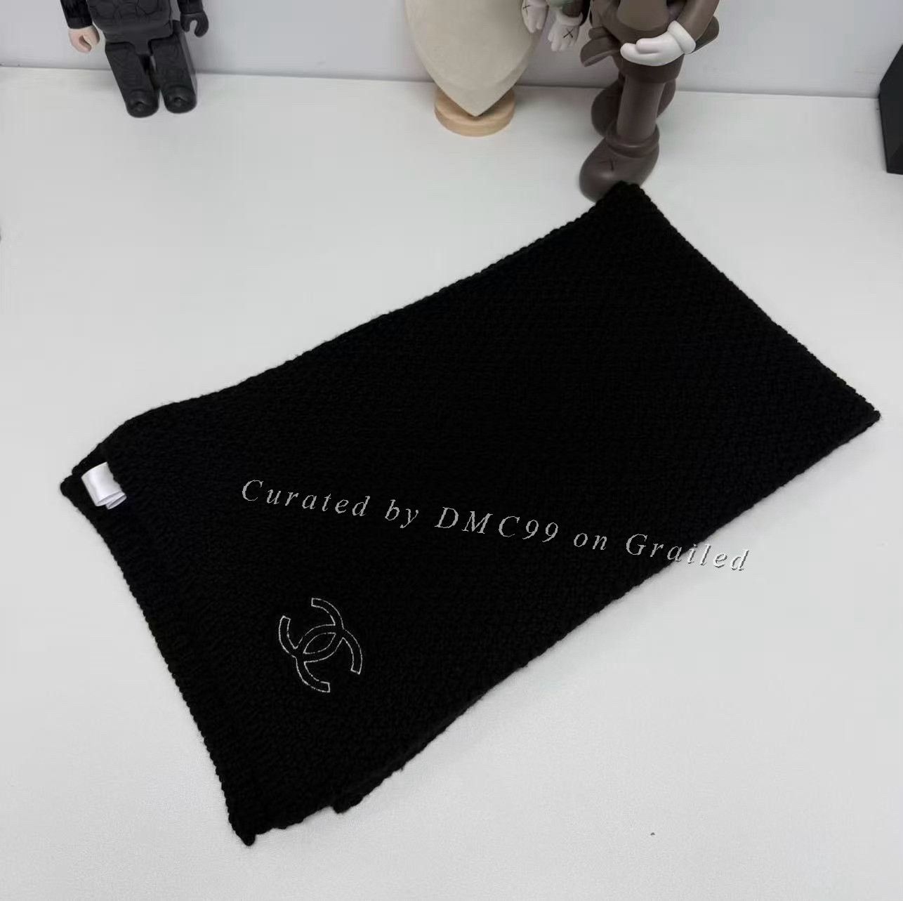 Chanel Chanel Black Knit Scarf Double C Logo Size ONE SIZE - 1 Thumbnail