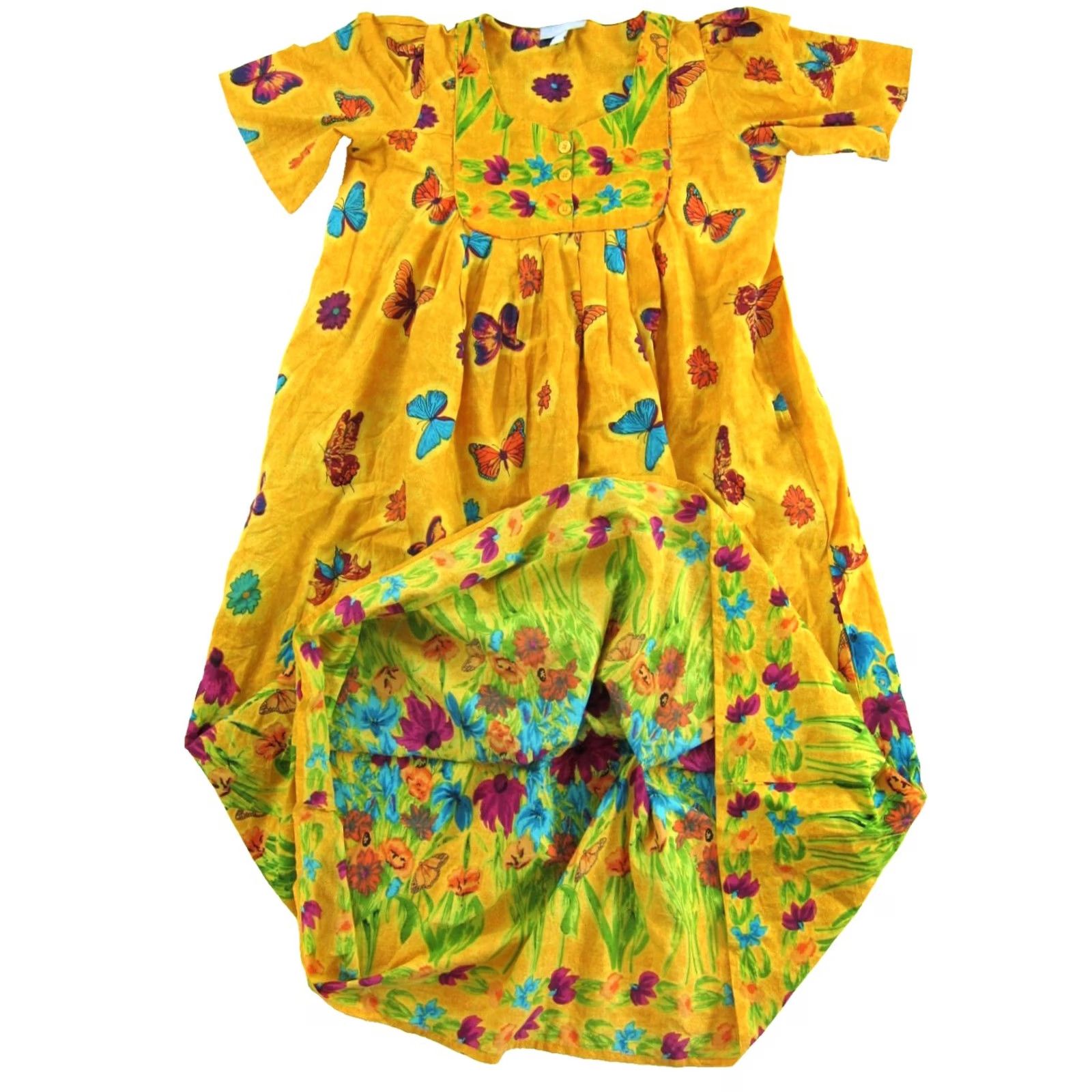 Vintage Only Necessities Yellow Butterfly Pocket Long Maxi Dress 18-20 Large Size L / US 10 / IT 46 - 5 Thumbnail