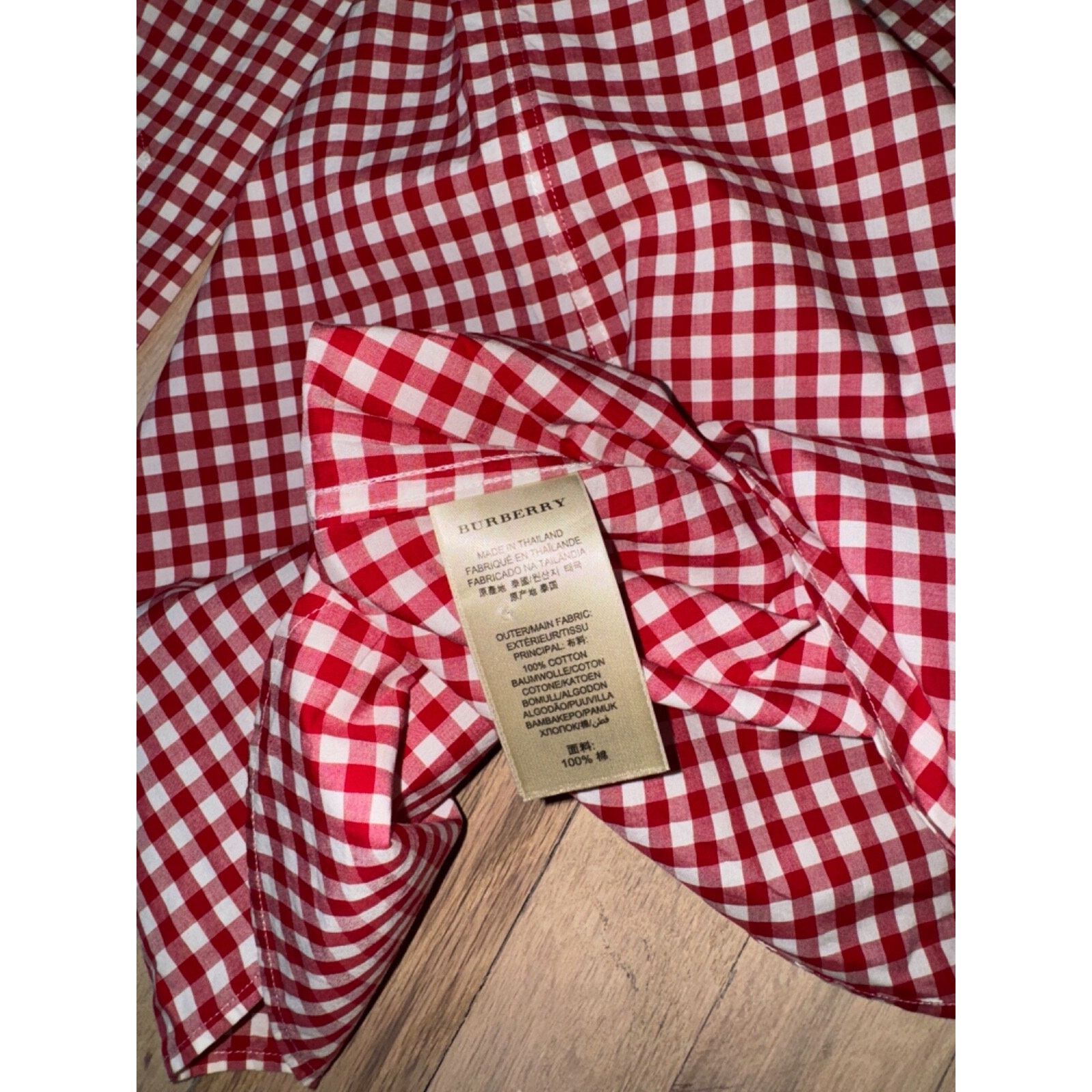 Burberry Burberry Brit Red White Gingham Nova Check Print Button Size US S / EU 44-46 / 1 - 6 Thumbnail