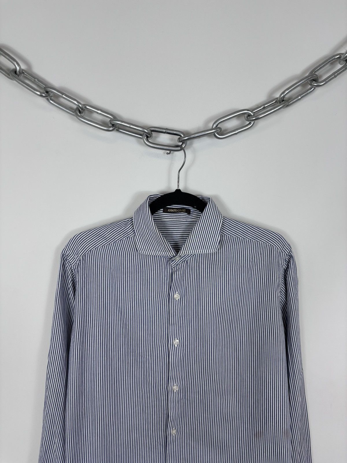 Roberto Cavalli Roberto Cavalli Men’s Striped Button Up Long Sleeve Shirt Size US L / EU 52-54 / 3 - 2 Thumbnail