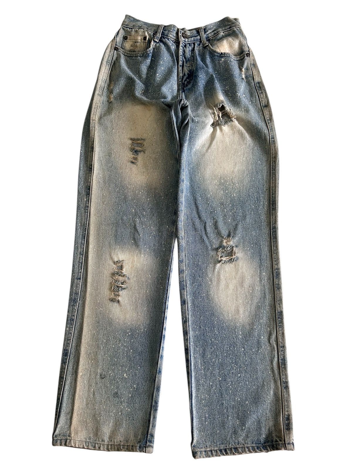Japanese Brand × Vintage Vintage HAN DI LONG JEANS Japanese Distressed Painted Denim Size US 27 - 2 Thumbnail