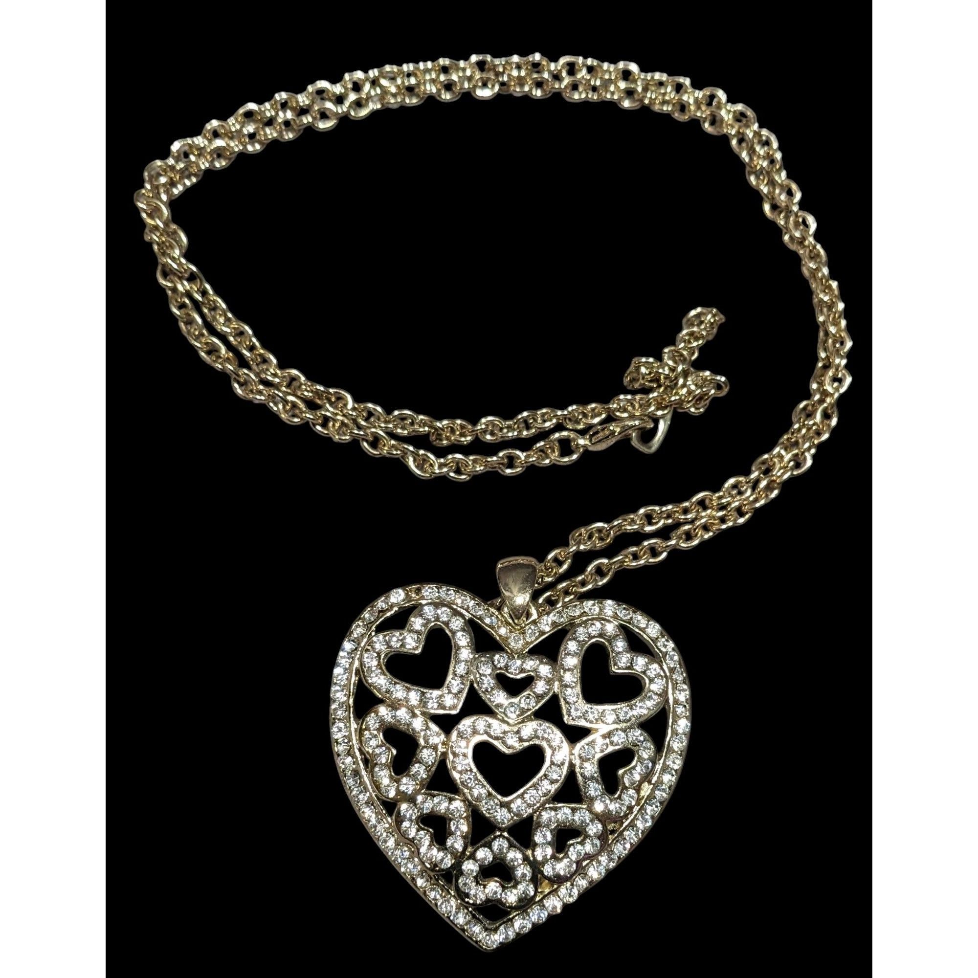 Other Coquette Glam Rhinestone Filigree Heart In Heart Pendant Nec Size ONE SIZE - 1 Thumbnail