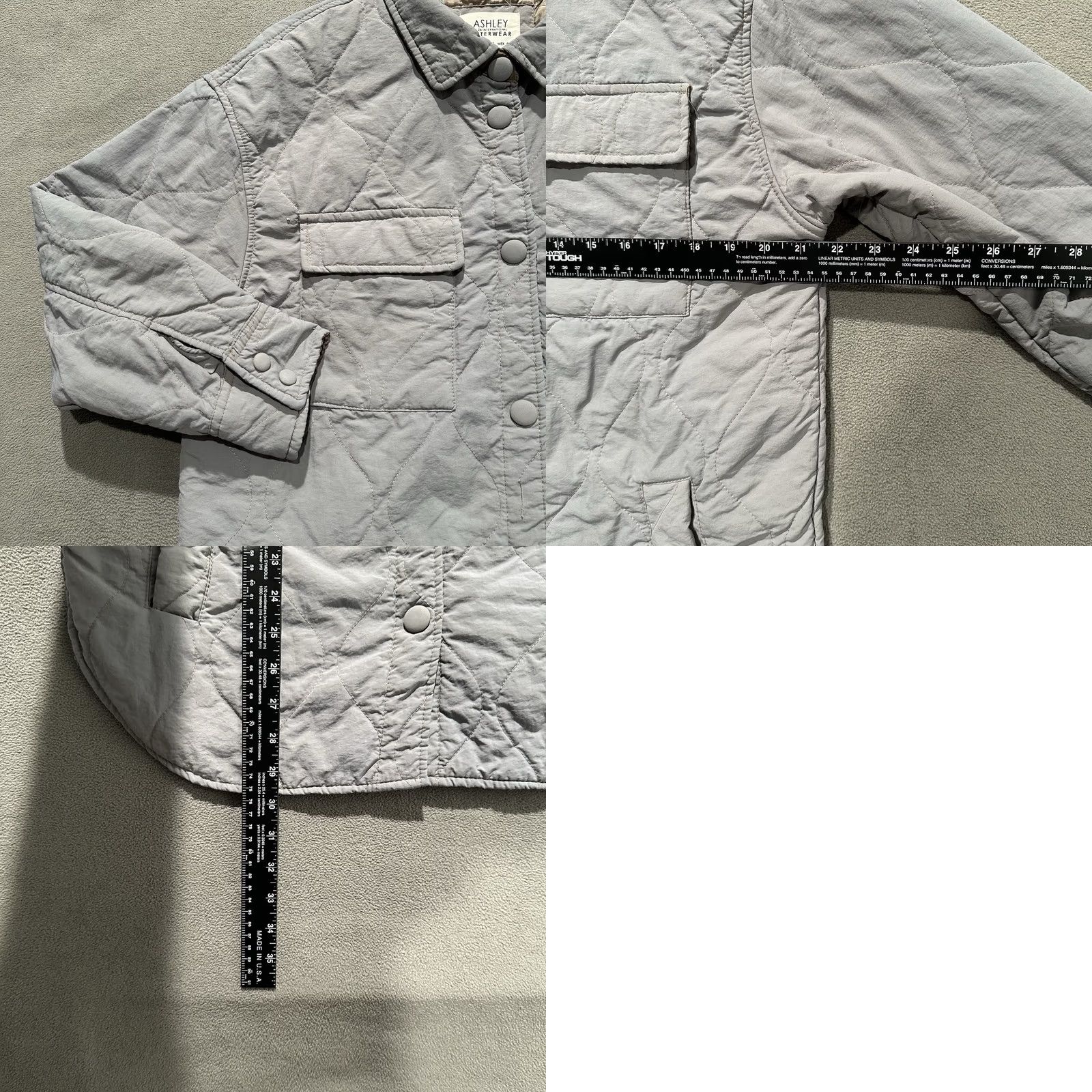 Vintage Ashley Jacket Women L Gray Quilted Insulated Snap Up Military Style Mid-Length Size L / US 10 / IT 46 - 8 Thumbnail