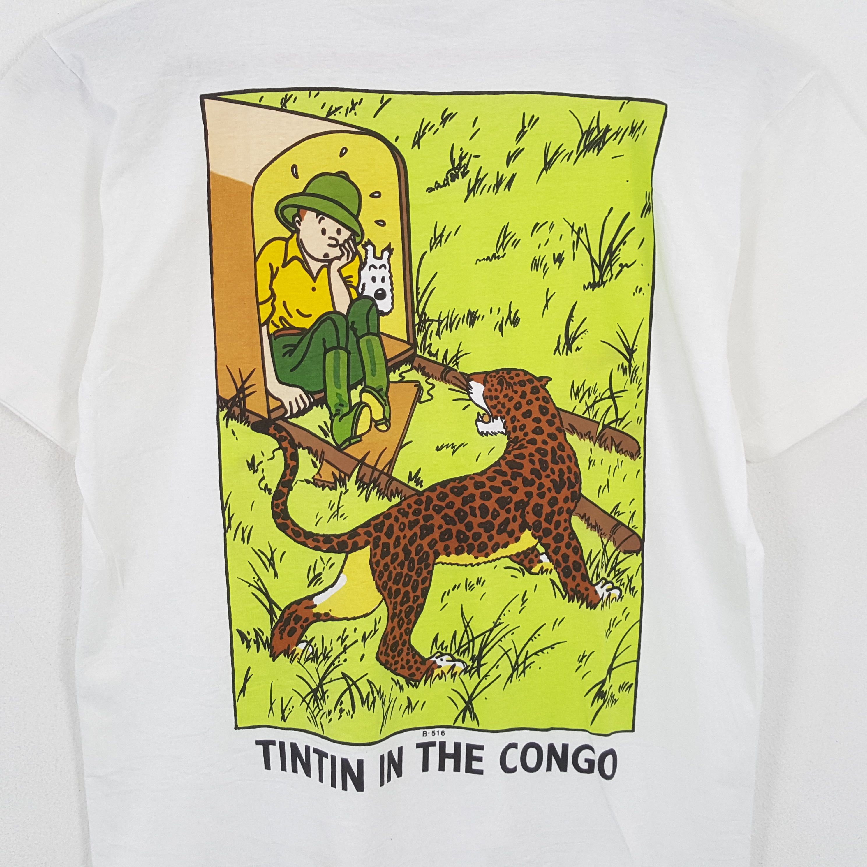Vintage Vintage TINTIN IN THE CONGO American Cartoon Movie T-Shirt Size US L / EU 52-54 / 3 - 2 Thumbnail
