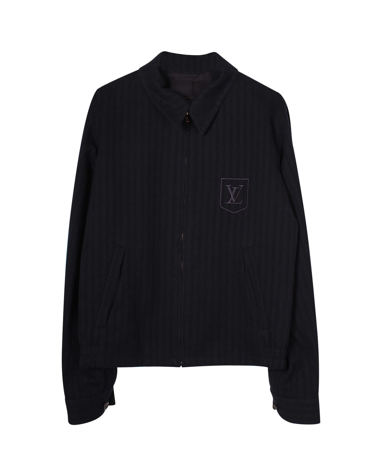 Louis Vuitton Logo Embroidered Front Zip Striped Jacket in Navy Blue Cotton  ref.957871 - Joli Closet