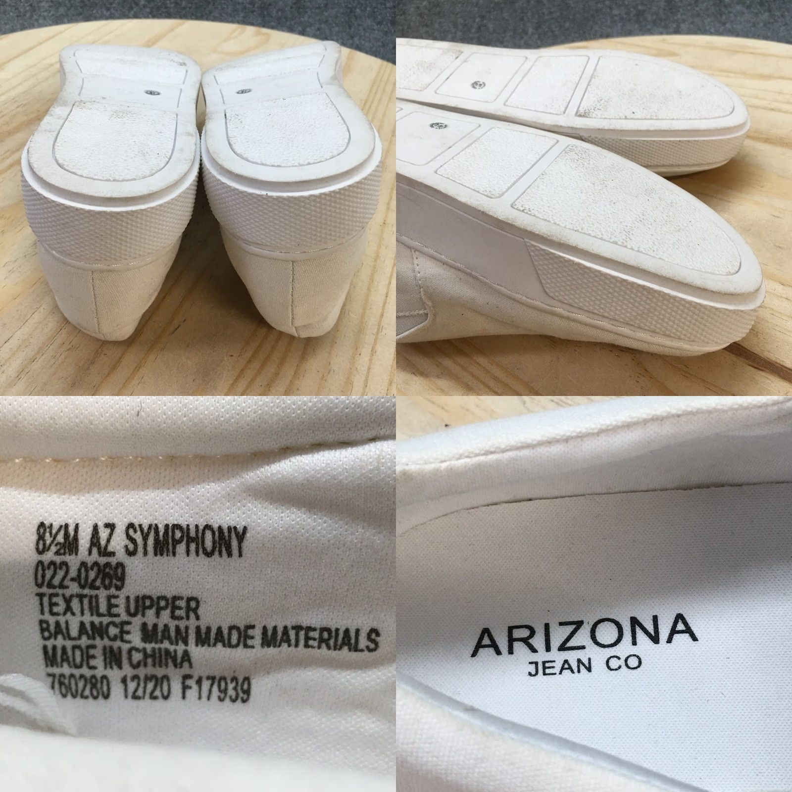 Vintage Arizona Jean Co Shoes Womens 8.5 M Symphony Slip On Sneakers White Canvas Casual Size 30" / US 8 / IT 44 - 9 Thumbnail
