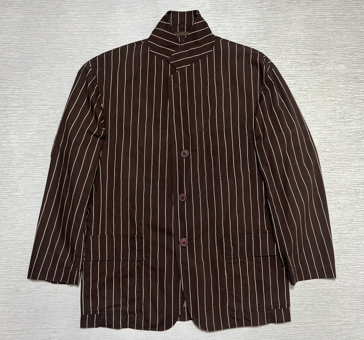 Issey Miyake Issey Miyake Men - Cinch Back Stripe Blazer Size US M / EU 48-50 / 2 - 2 Thumbnail