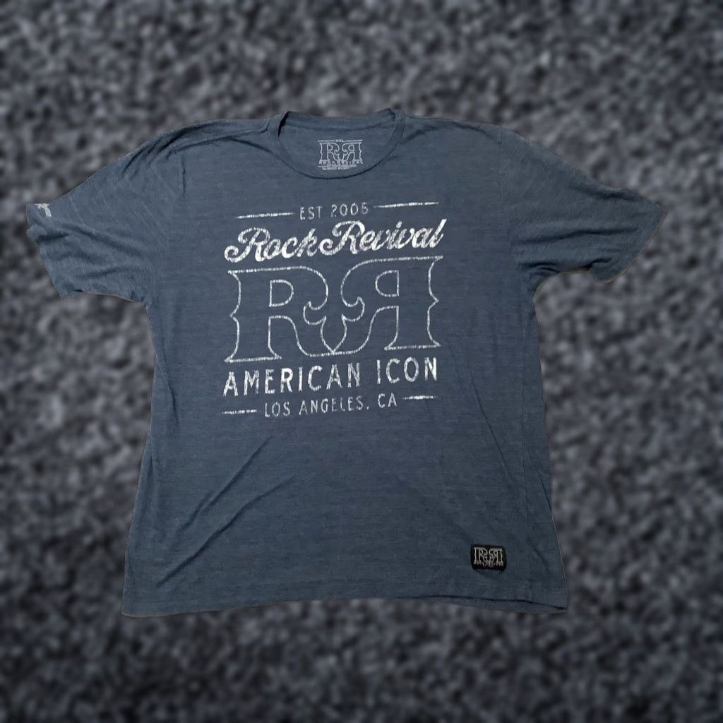 Vintage Rock Revival Shirt Mens 2XL Blue American Icon Graphic Tee Tagless LA USA Size US XXL / EU 58 / 5 - 1 Thumbnail