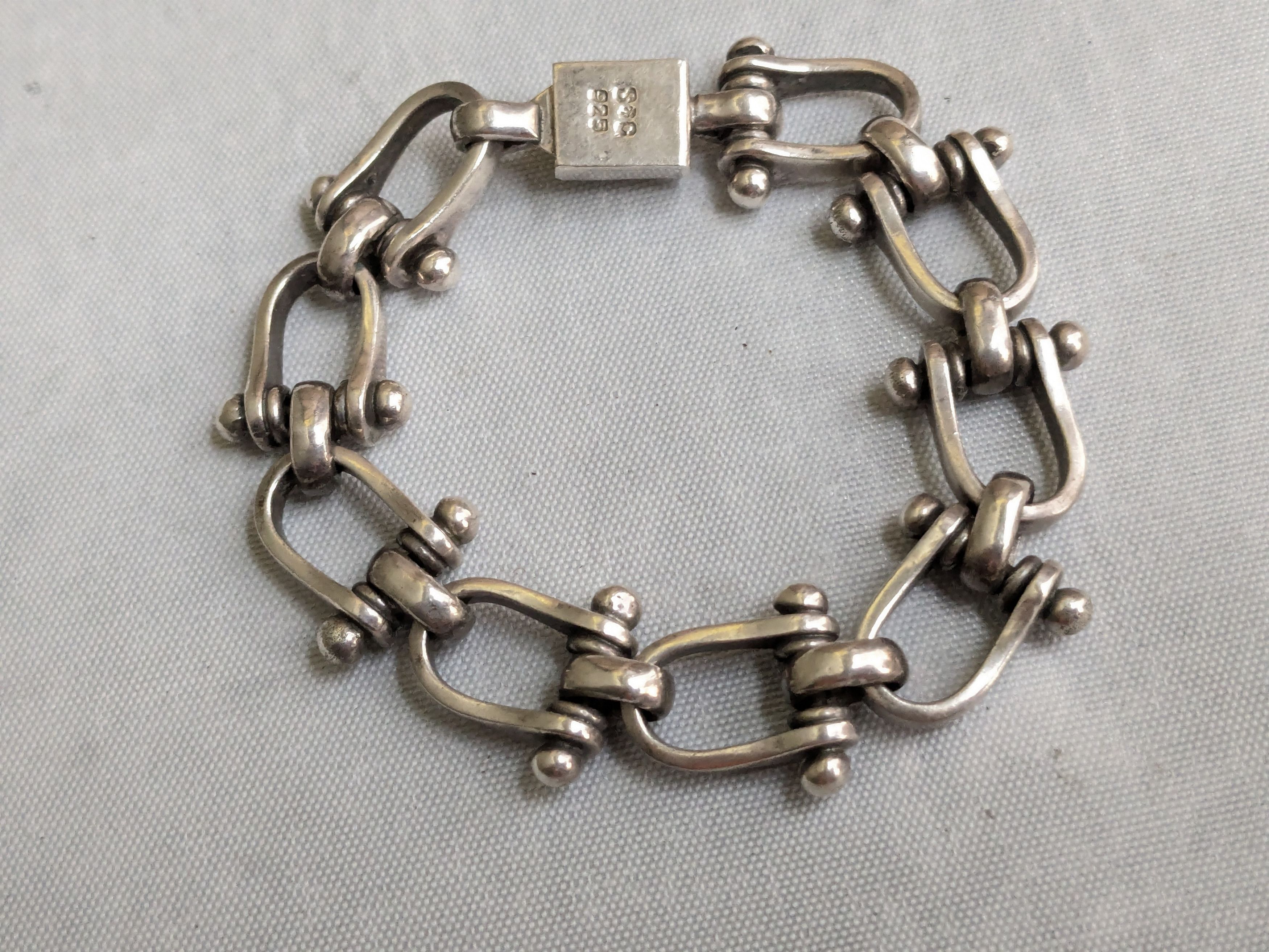 Jewelry Vintage Sterling Silver Bracelet Taxco Equestrian 7" Size ONE SIZE - 7 Thumbnail