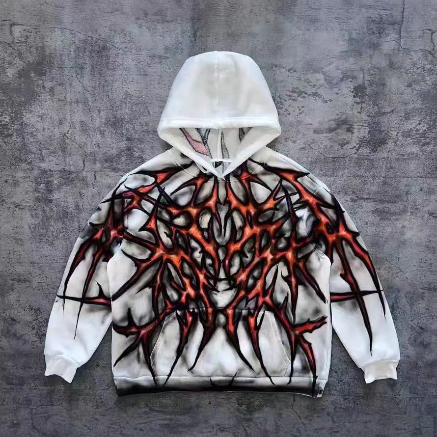 Hip Hop Street Copy Flower Loose Hooded Sweatshirt
