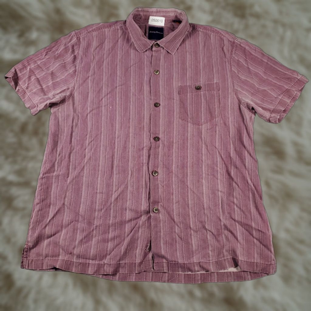 Tommy Bahama Tommy Bahama Shirt Mens 2XL Button-Up Short Sleeve Hawaiian Striped Purple Burgundy Aloha Beach Casual Mens Size US XXL / EU 58 / 5 - 1 Thumbnail