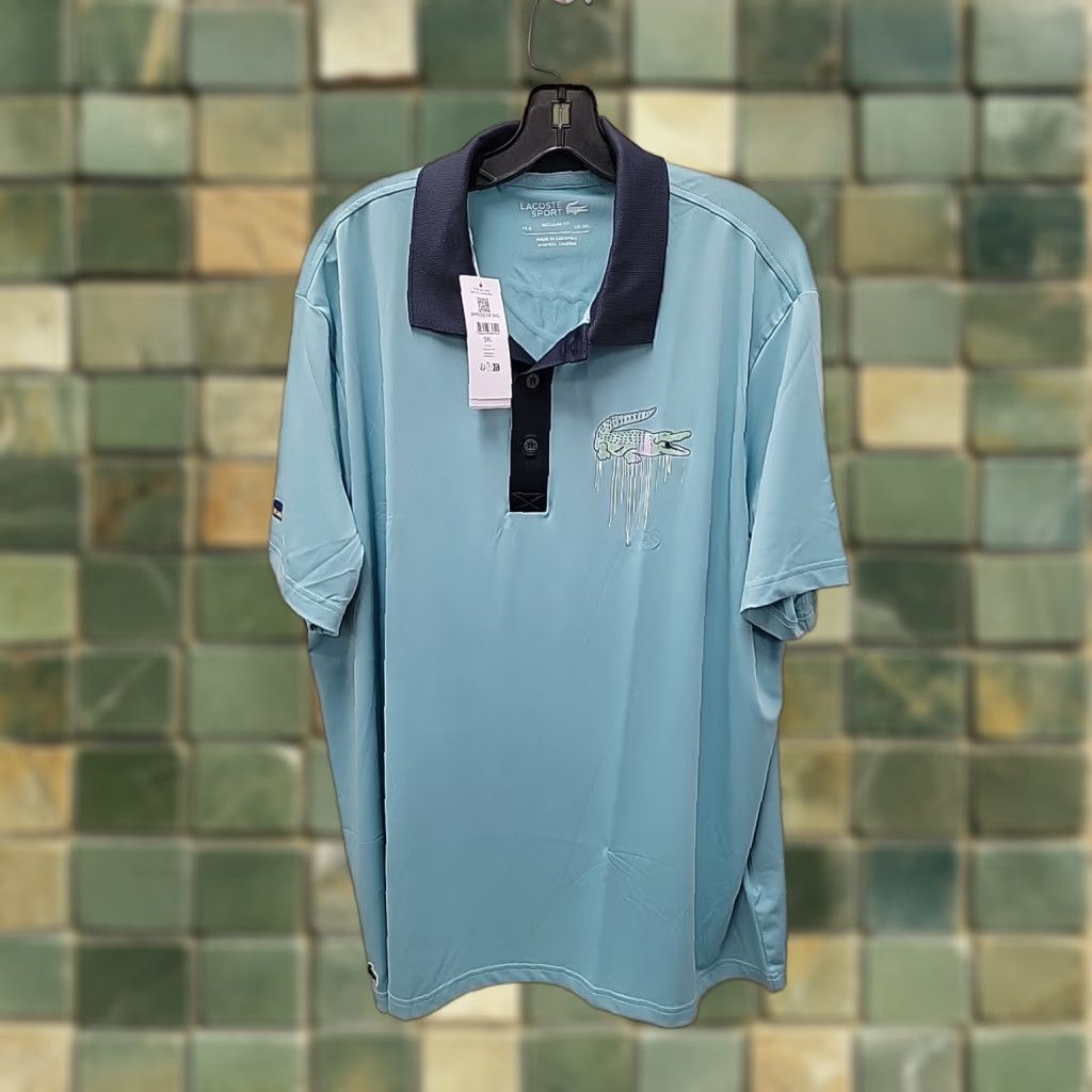 Lacoste VINTAGE Lacoste Polo Shirt Mens 3XL Short Sleeve Miami Open Tennis Gator NWT Blue Slimming Easy Care Size US XXL / EU 58 / 5 - 1 Thumbnail