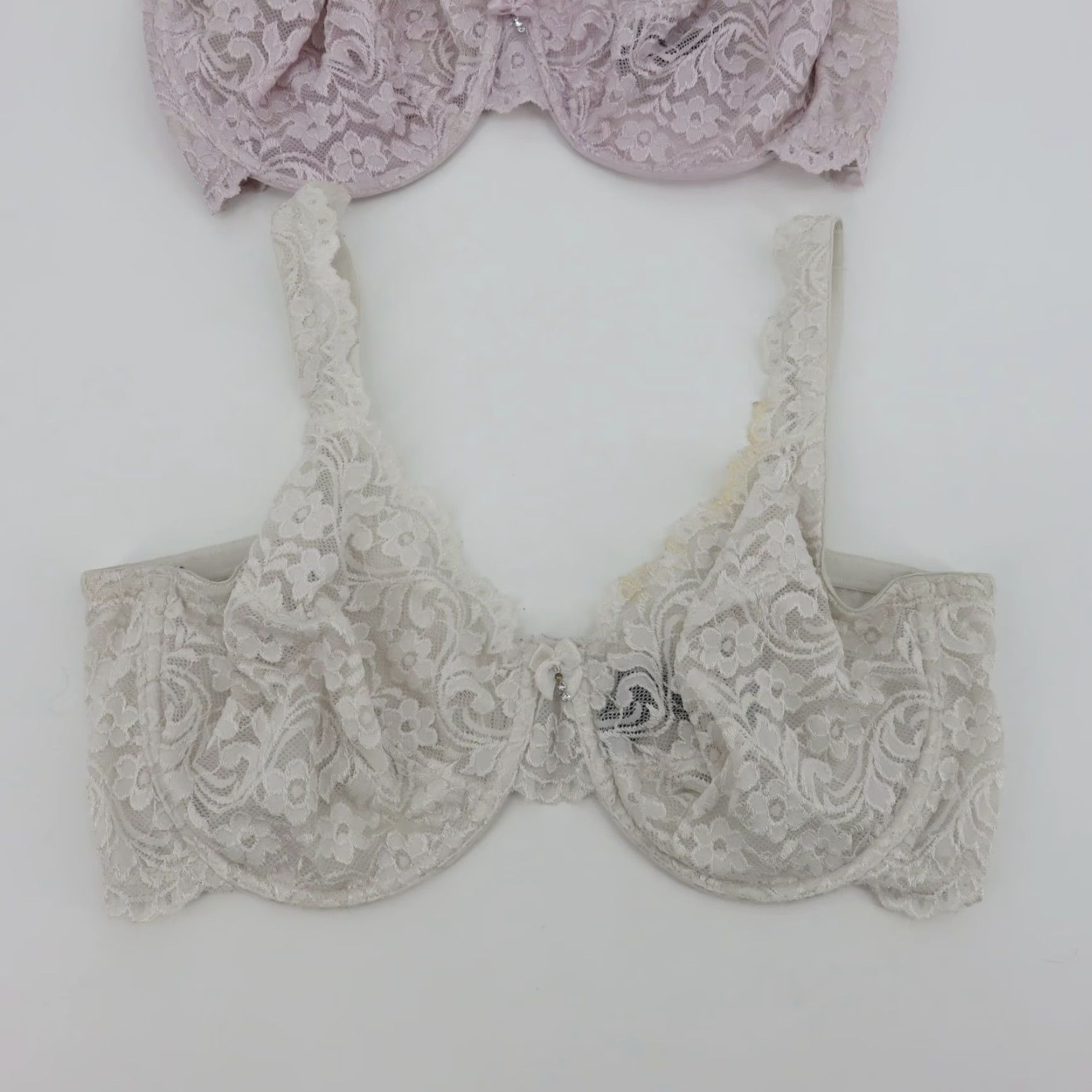 Vintage Smart & Sexy Bra 38DD Purple White Underwire Lace Unlined Style SA964 Lot of 2 Size ONE SIZE - 4 Thumbnail