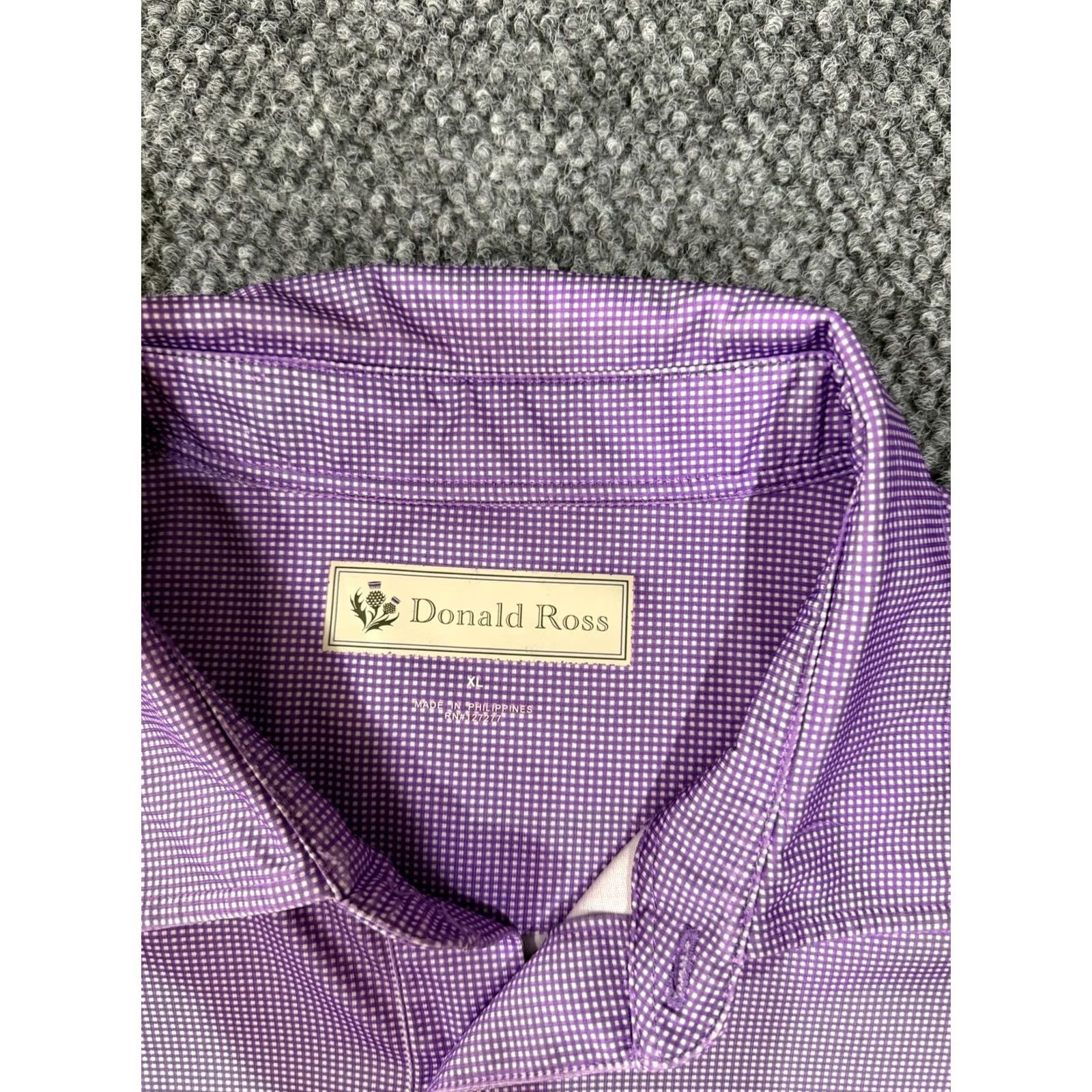 Vintage Donald Ross Polo Shirt Mens XL Purple Gingham Short Sleeve Golf Performance Knit Size US XL / EU 56 / 4 - 4 Thumbnail