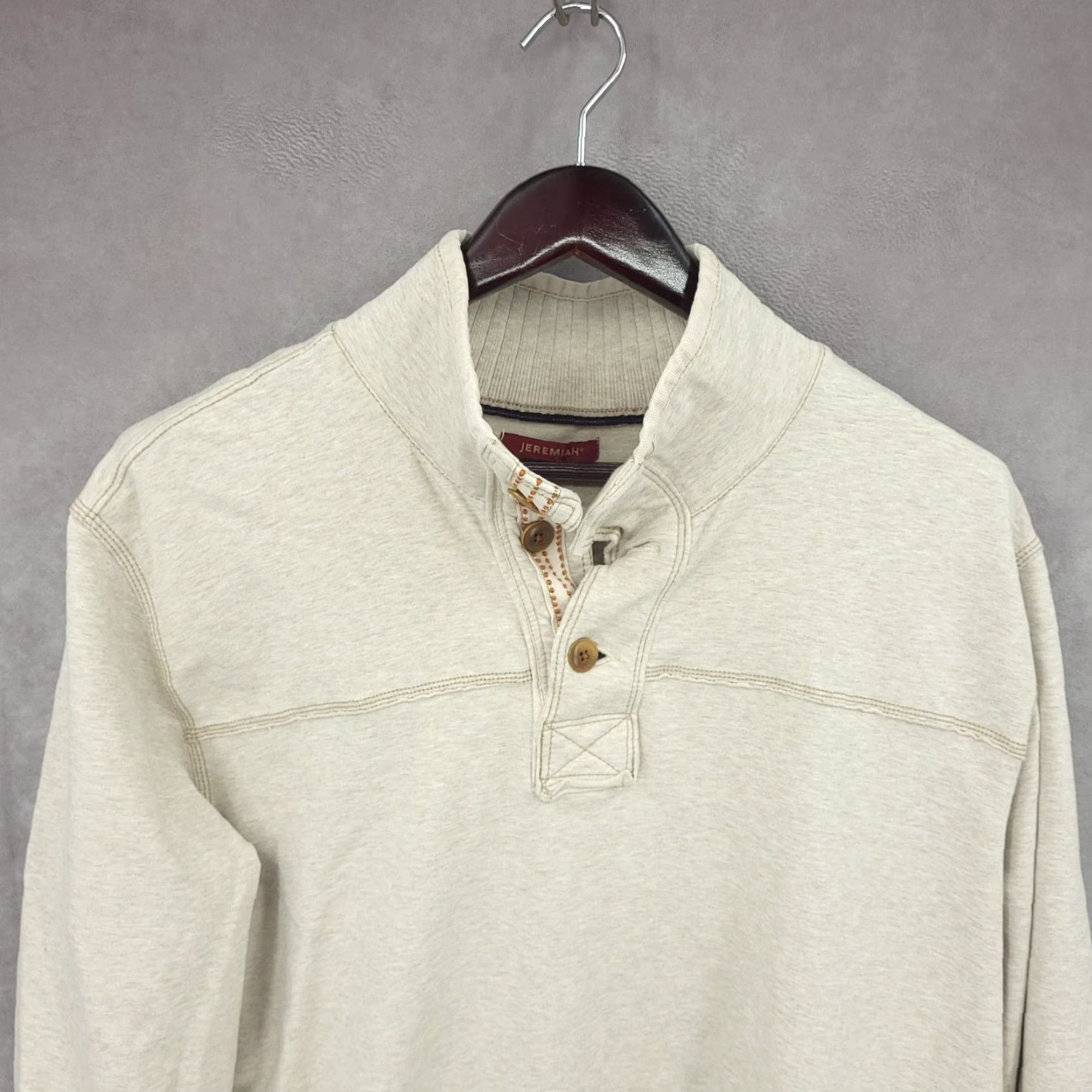 Vintage Jeremiah Sweater Mens XL Beige Pullover Mock Neck Long Sleeve Cotton Blend Size US XL / EU 56 / 4 - 3 Thumbnail