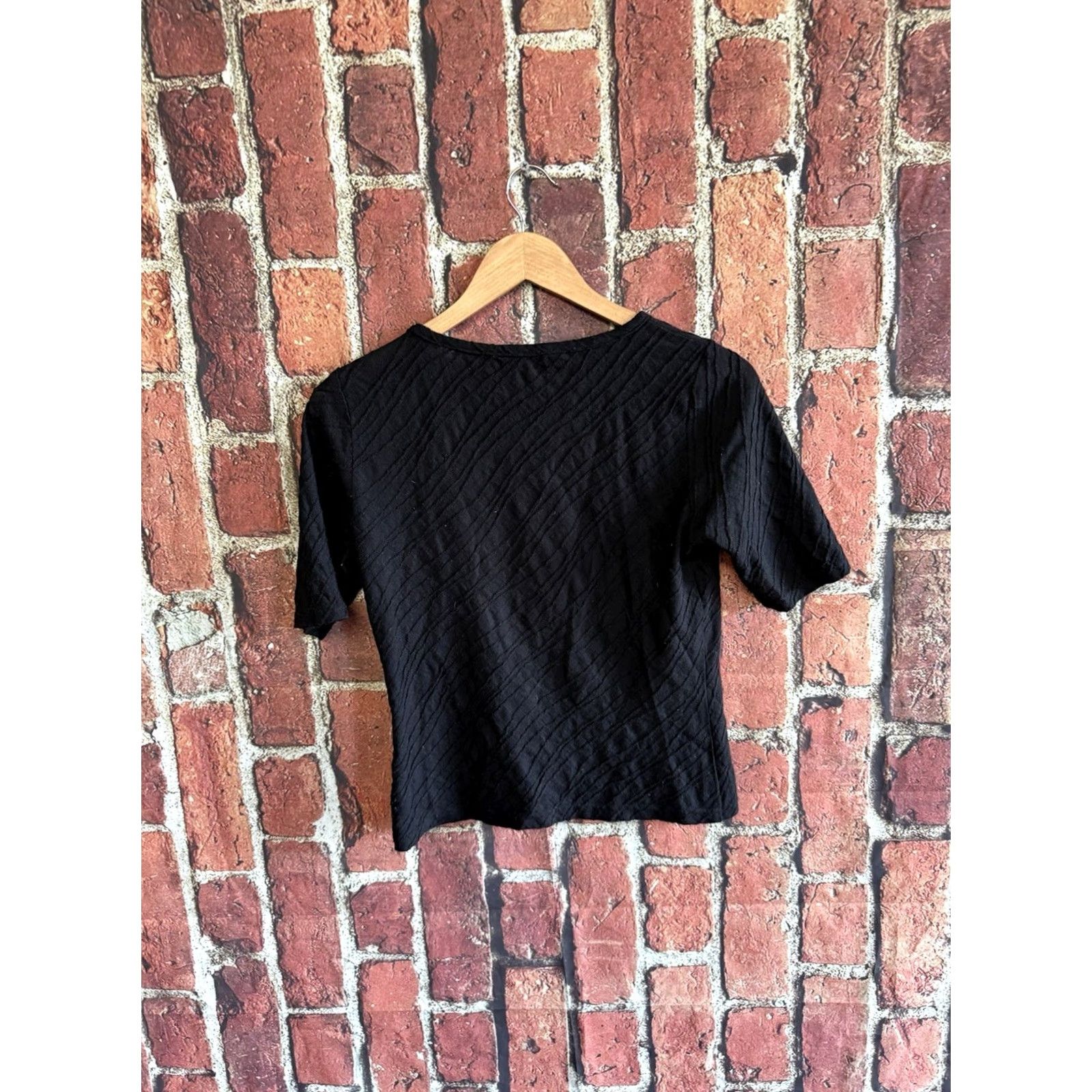 Vintage VINTAGE Flair By Joc Womens Black Short Sleeve Wool T-Shirt 38 Size 38 Mens Womens Girls Size XS / US 0-2 / IT 36-38 - 2 Thumbnail