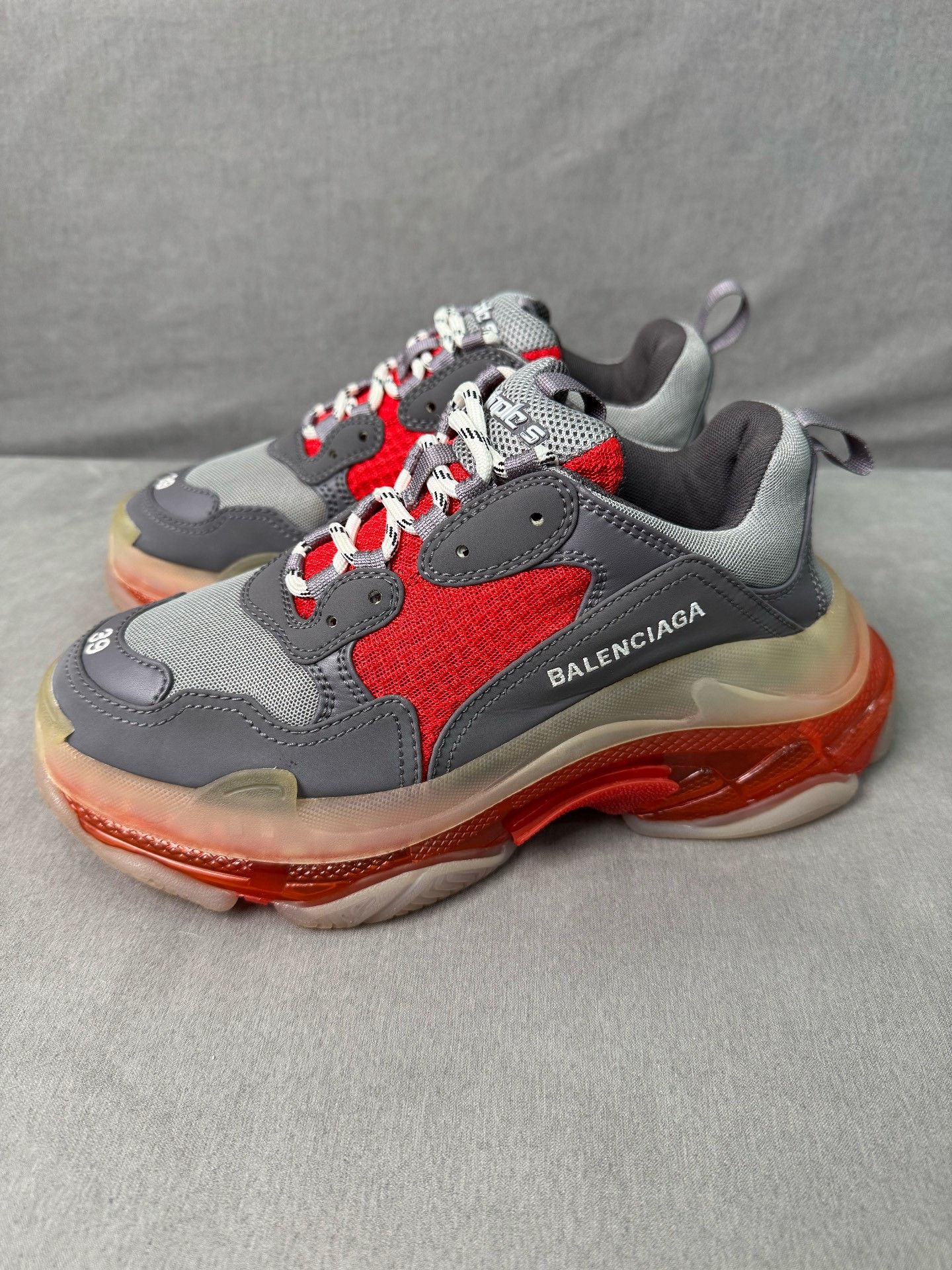 Balenciaga Balenciaga Triple S Gray Red Sneakers Size 39 Size US 6 / EU 39 - 1 Thumbnail