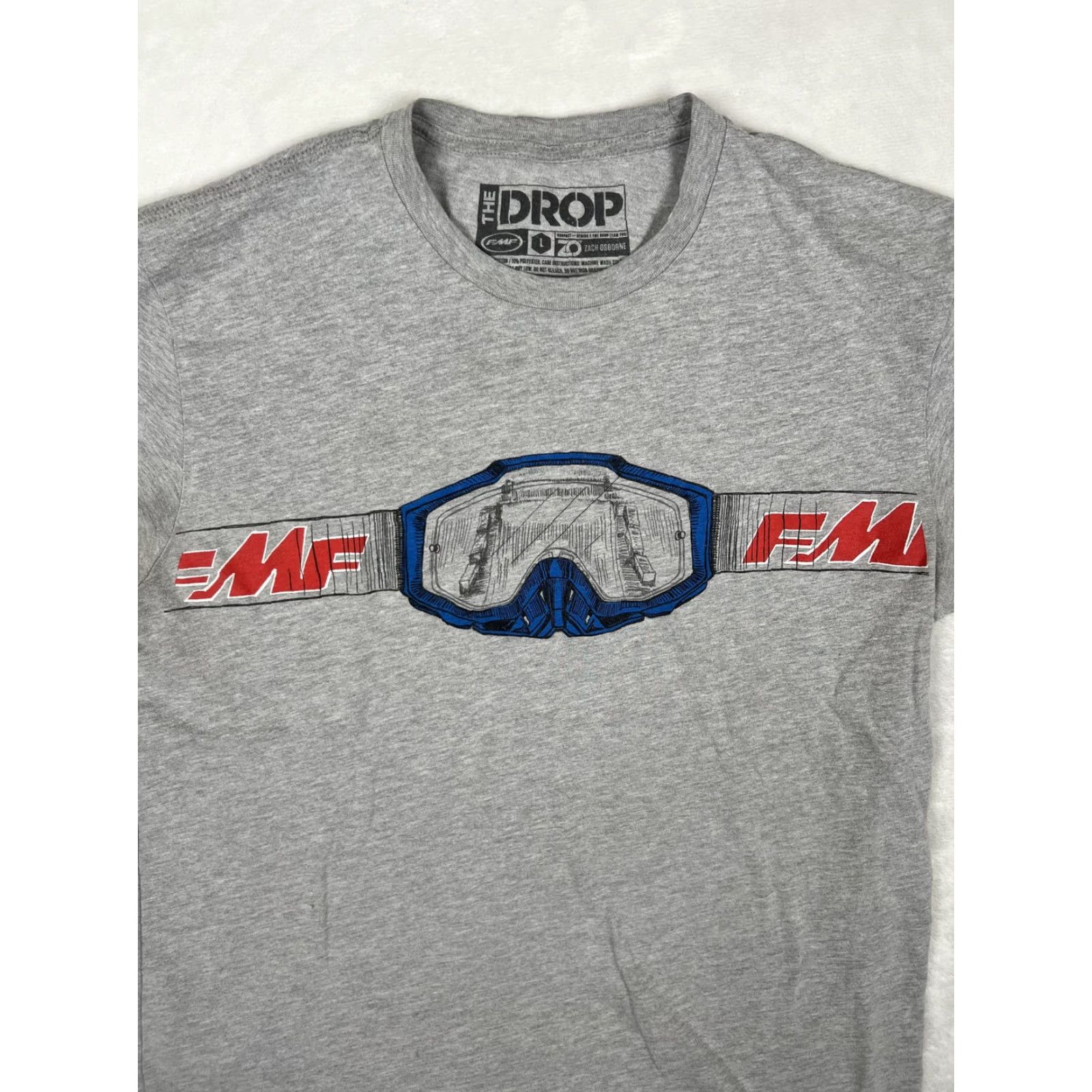 Vintage VINTAGE FMF The Drop T-Shirt Mens M/L Gray Goggles Zach Osborne Motocross Racing Tee Size US M / EU 48-50 / 2 - 3 Thumbnail