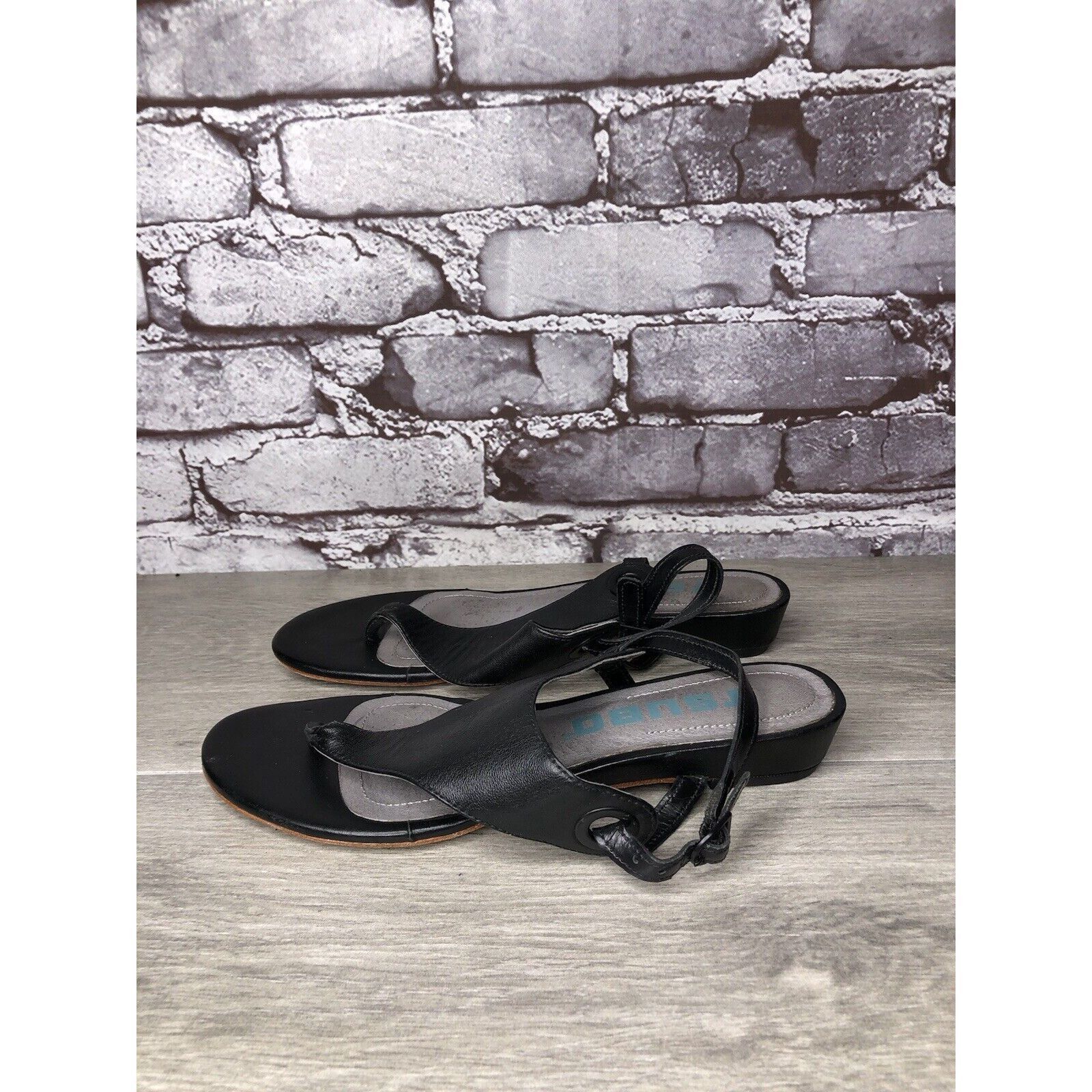 TSUBO TSUBO Black Leather Ankle Strap Wedge Thong Sandals Women’s Size US 6.5 / IT 36.5 - 12 Thumbnail