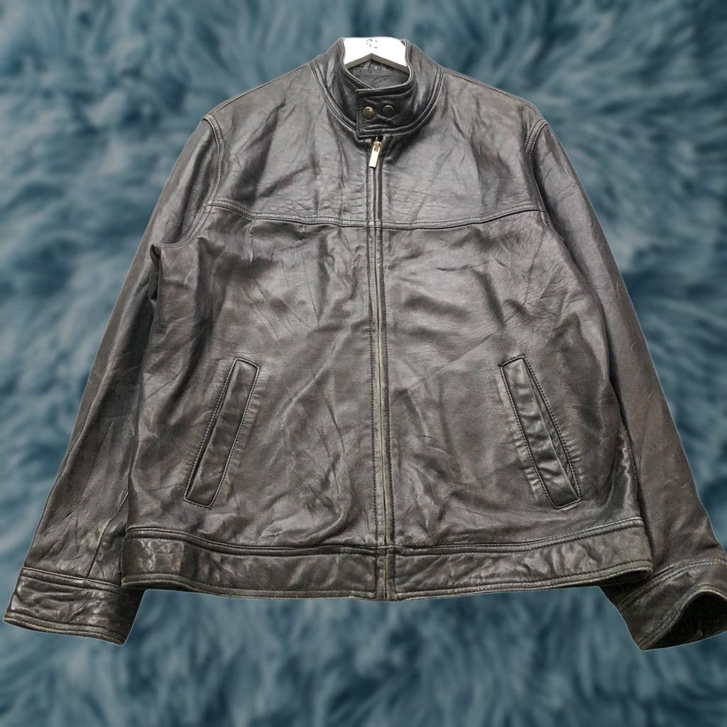Alfani Alfani Leather Lined Motorcycle Jacket Mens M Black Short Sleeve Zip Pockets Size US M / EU 48-50 / 2 - 1 Thumbnail