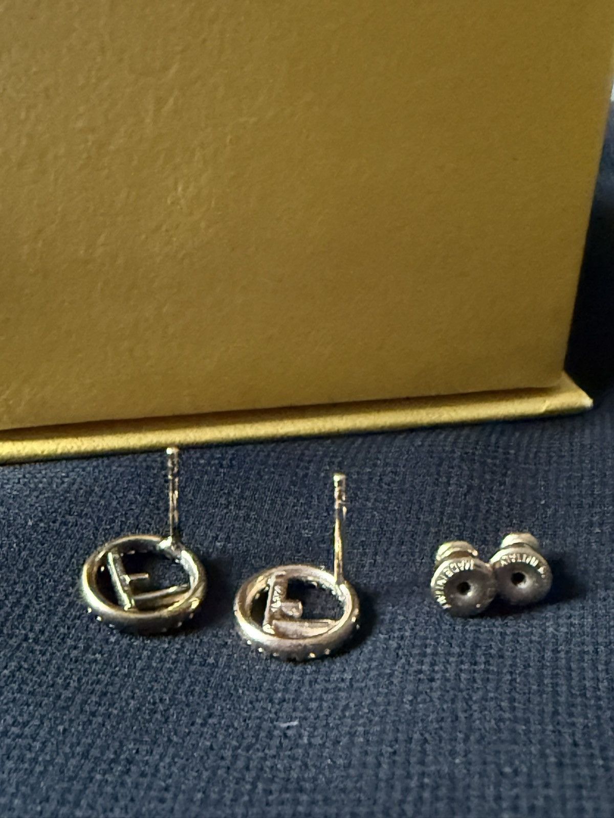 Fendi AUTHENTIC FENDI Rhinestone Rose Gold Earrings Size ONE SIZE - 6 Thumbnail