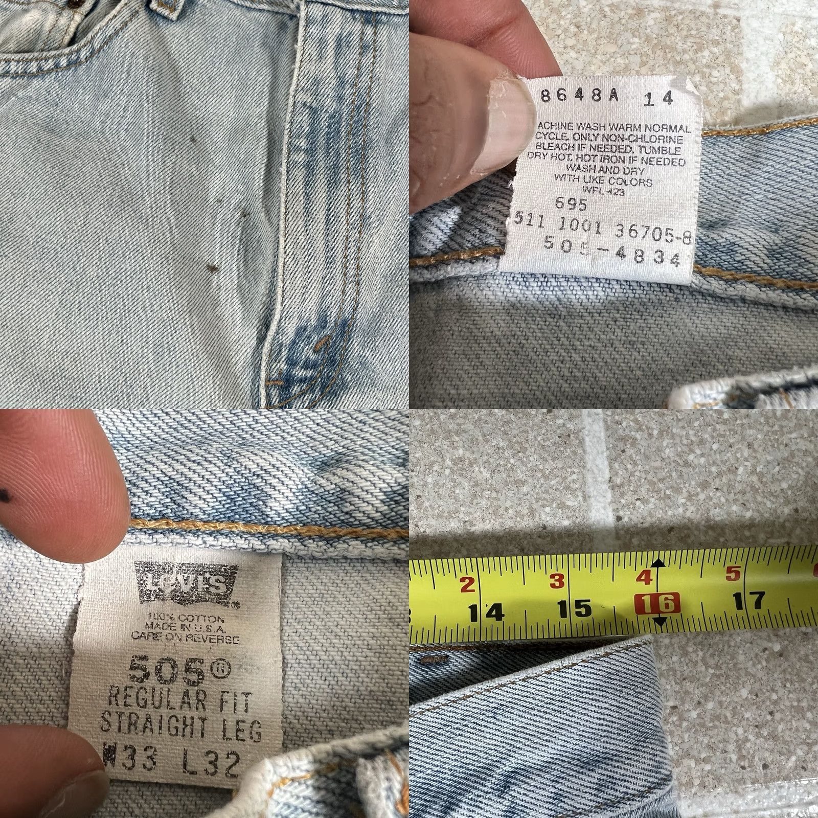 Levi's VINTAGE Levi's 505 Light Wash Jeans Distressed Straight Men XS? Wait Size US 31 - 8 Thumbnail