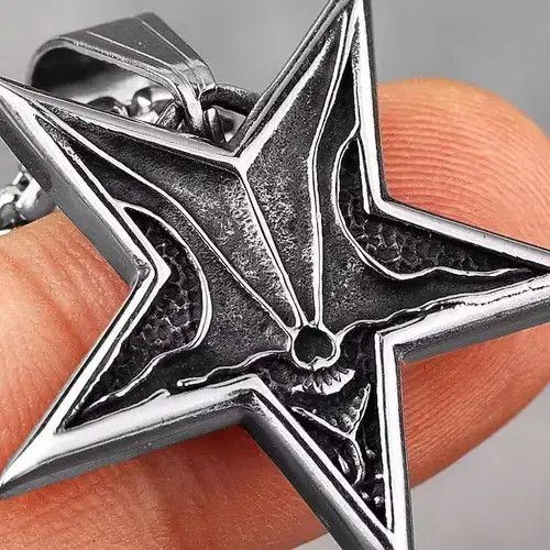 Jewelry Demon Pentagram Skull Pendant Necklace Size ONE SIZE - 2 Thumbnail